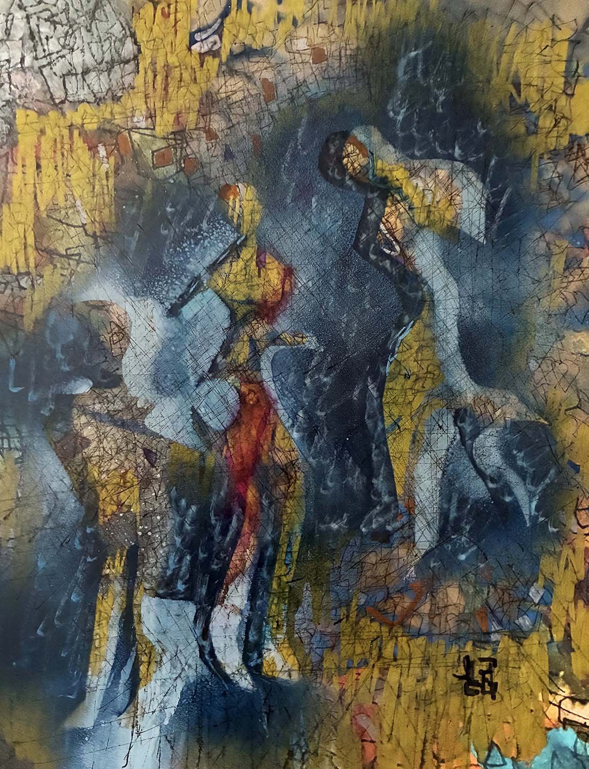  The Meeting  Mixed media on paper 11x14