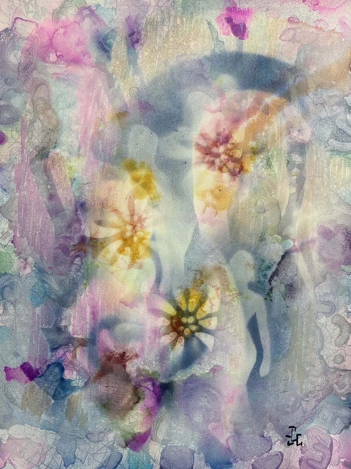  Floral Language  Acrylic enamel and oil on paper 11x14