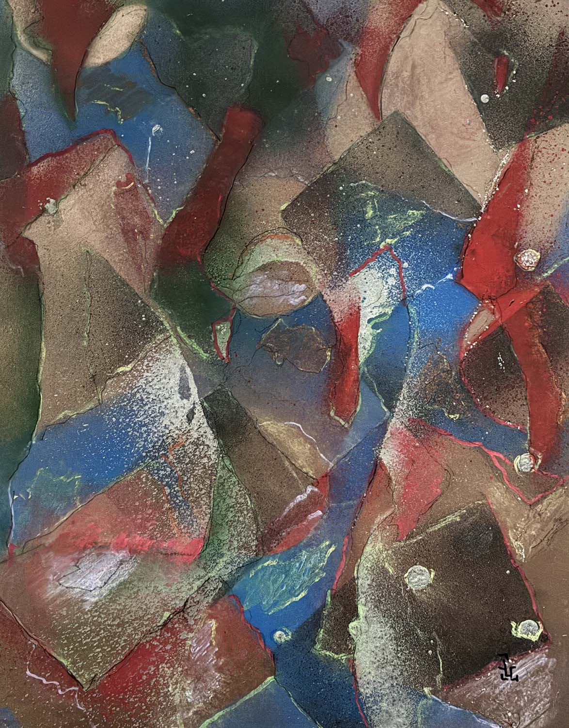  Geo-personal  Acrylic enamel & oil on paper 12x15