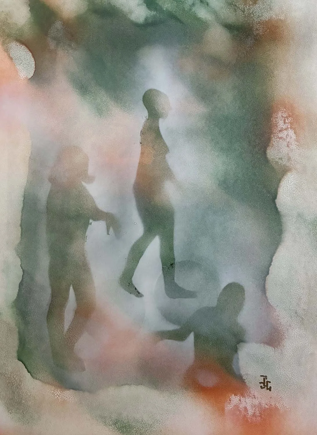  To the Sound of Harps  Acrylic enamel and oil on paper 11x14