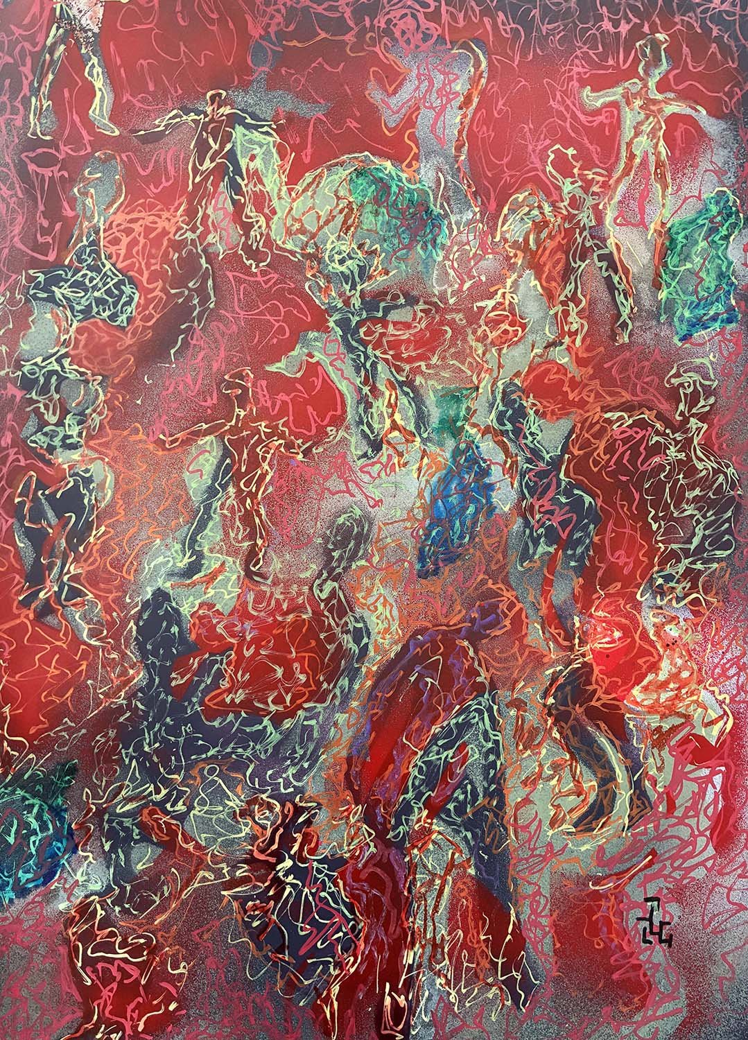  Working Apart  Mixed media on paper 18x24