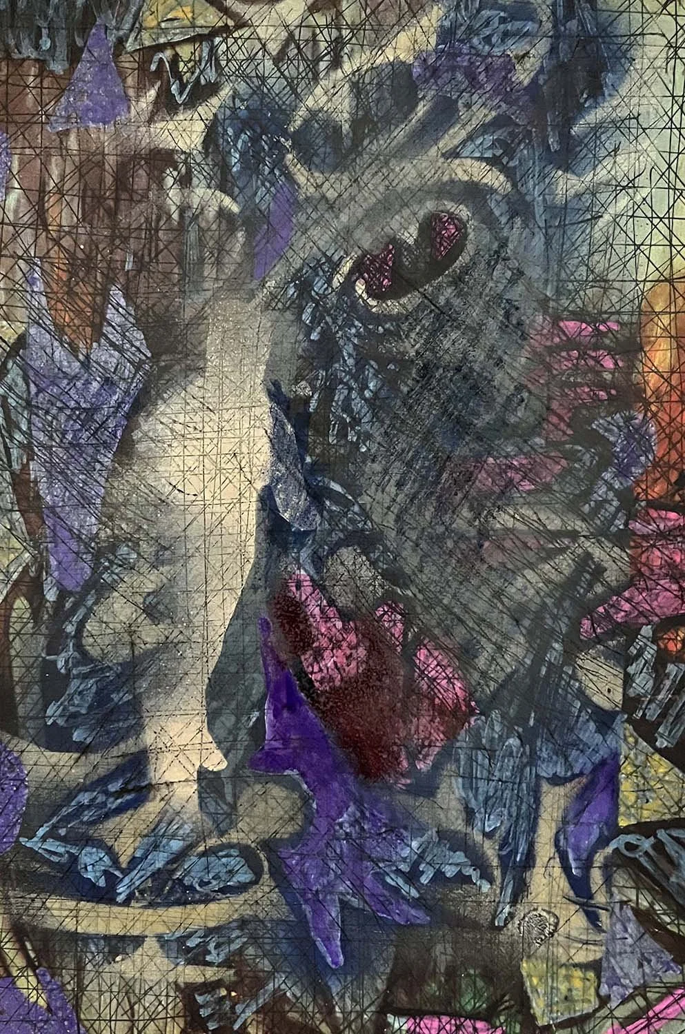 Face to Face  Acrylic enamel and ink on paper 8x10