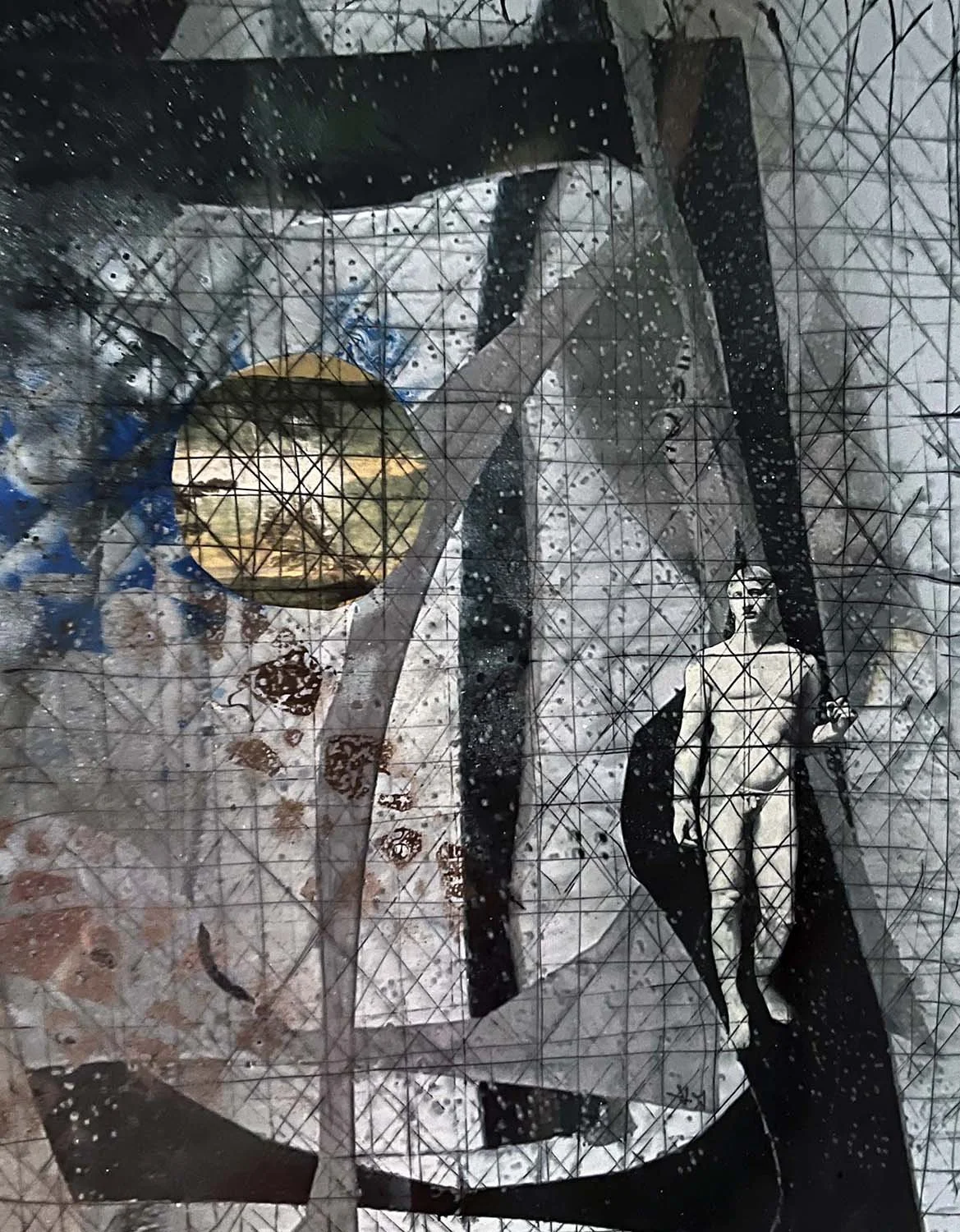Facing the Past Painted collage 11x14