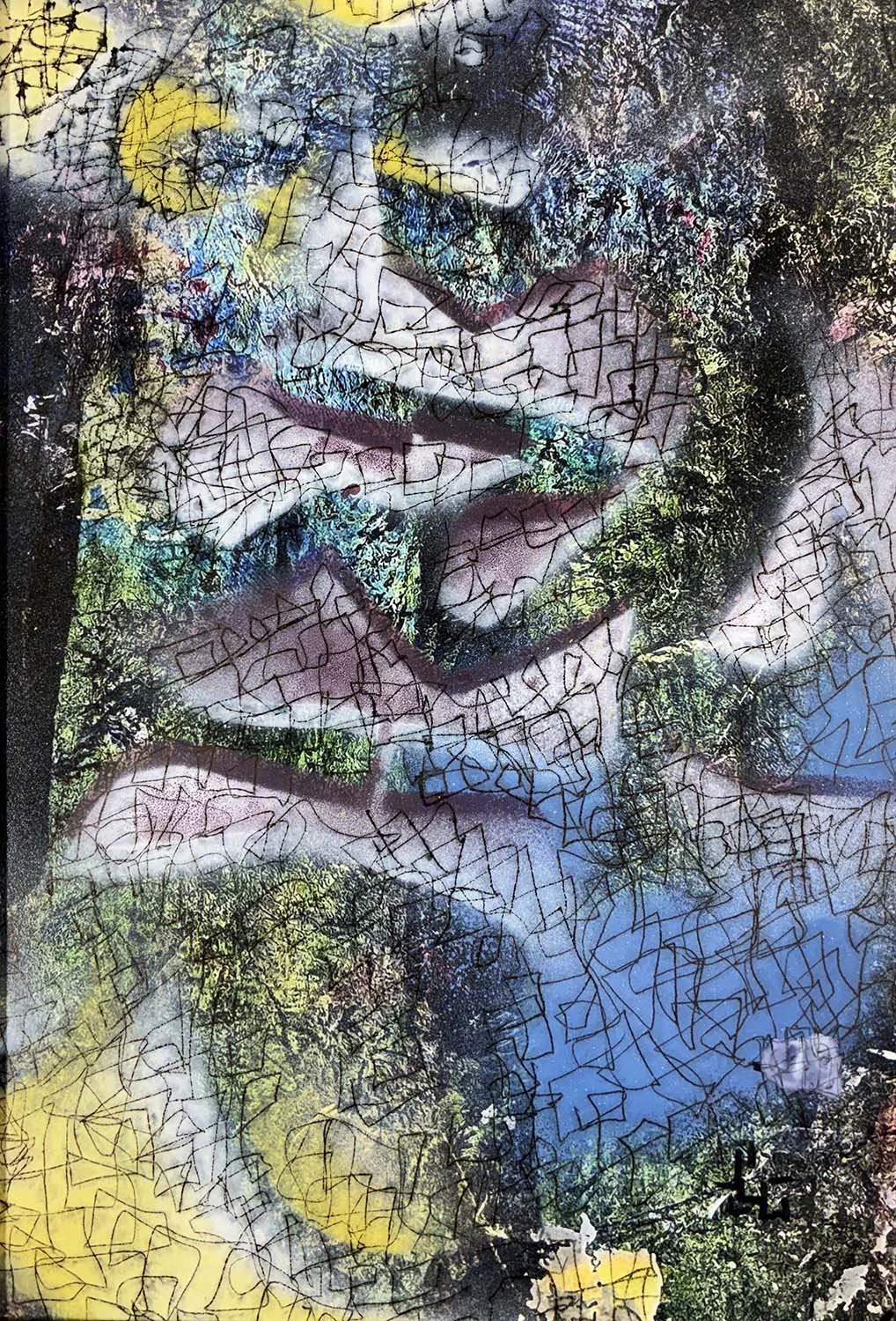  Folded Matrix  Acrylic enamel & ink on paper 8x11