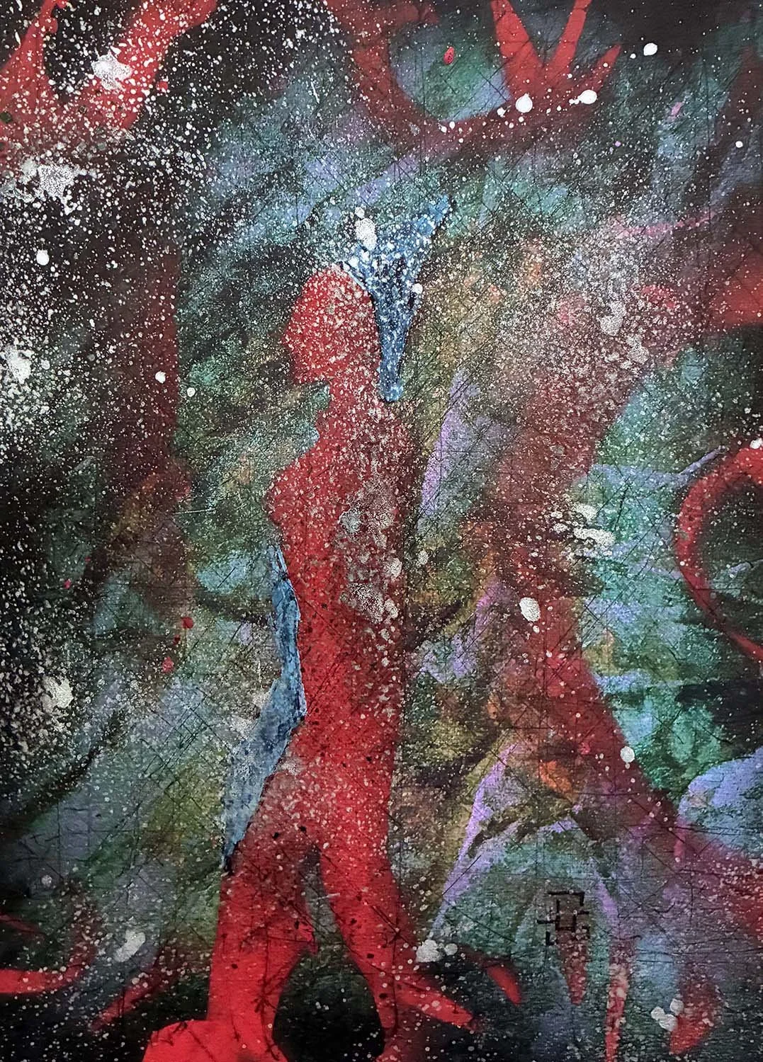  Walking West  Acrylic enamel & ink on paper 8x11