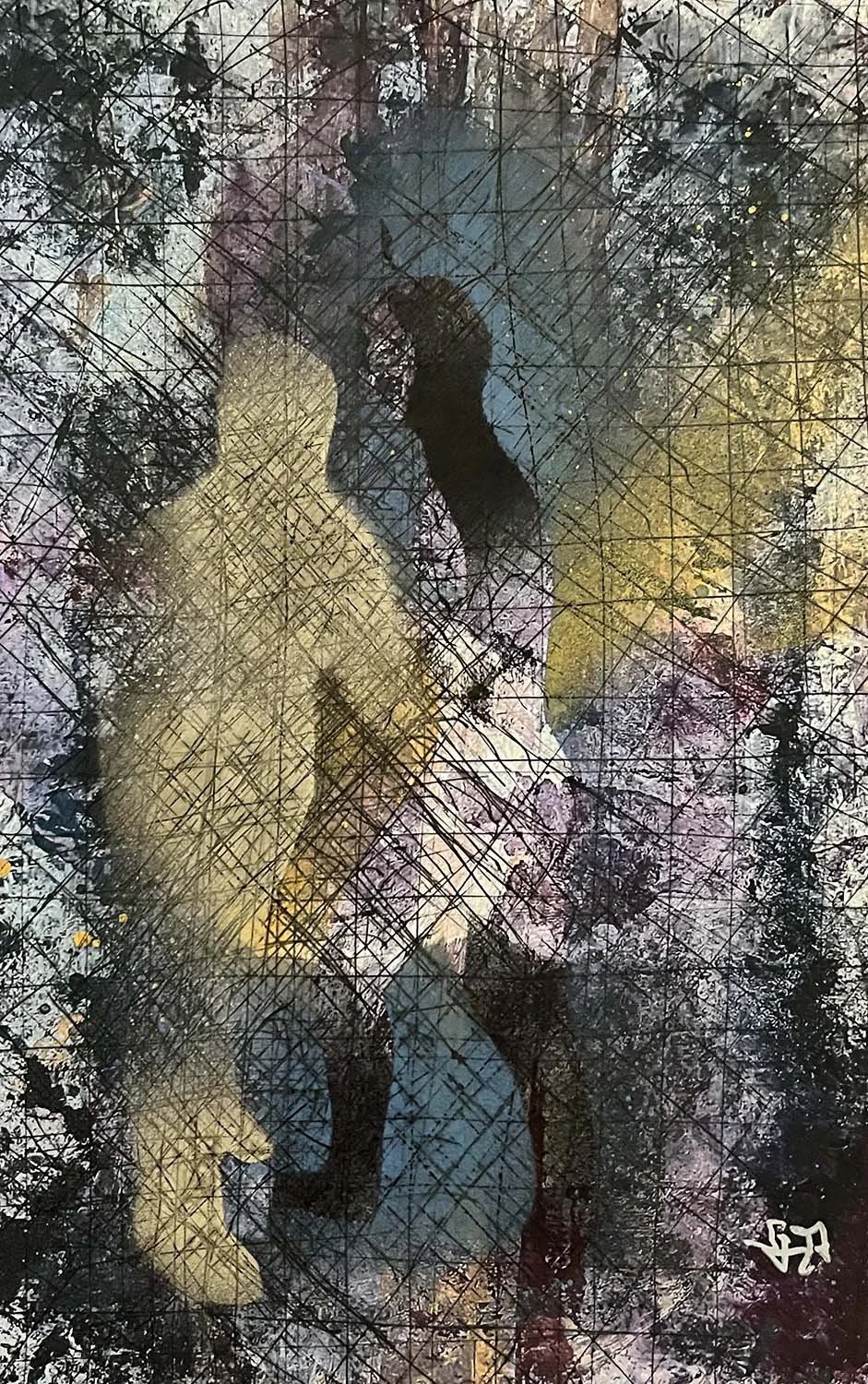 Alone with the Other  Acrylic enamel and ink on paper 8x10