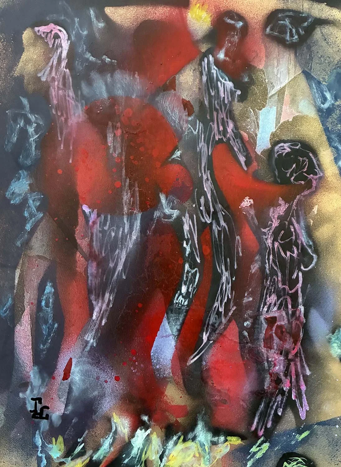  To Walk  Acrylic enamel and oil on paper 8x11