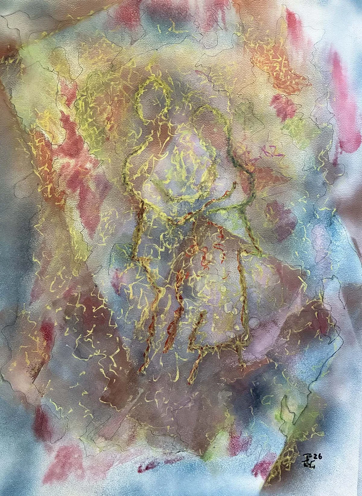  Together  Acrylic enamel, oil & ink on paper 17x21