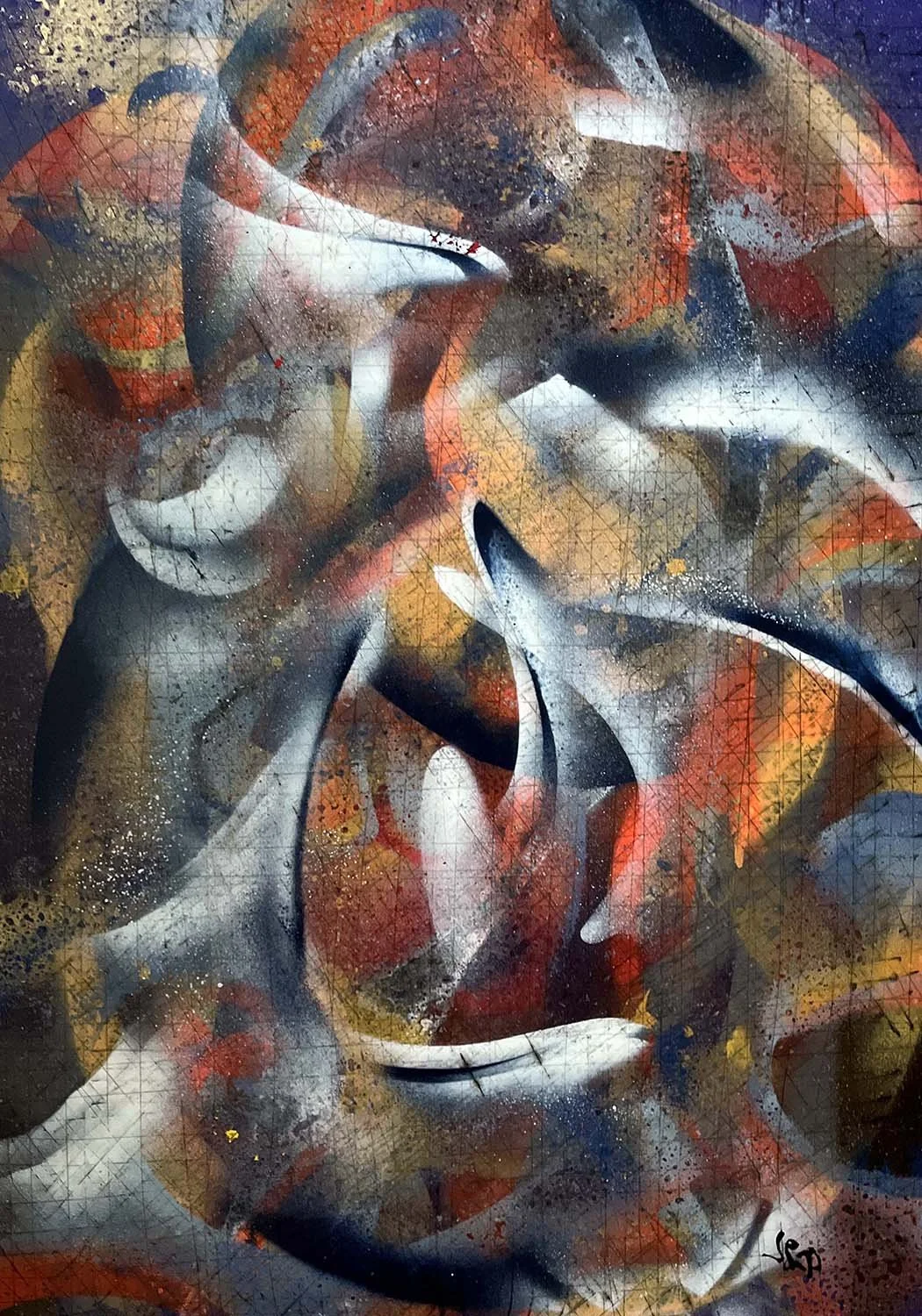 Aqua Warp  Mixed media on paper 20x30