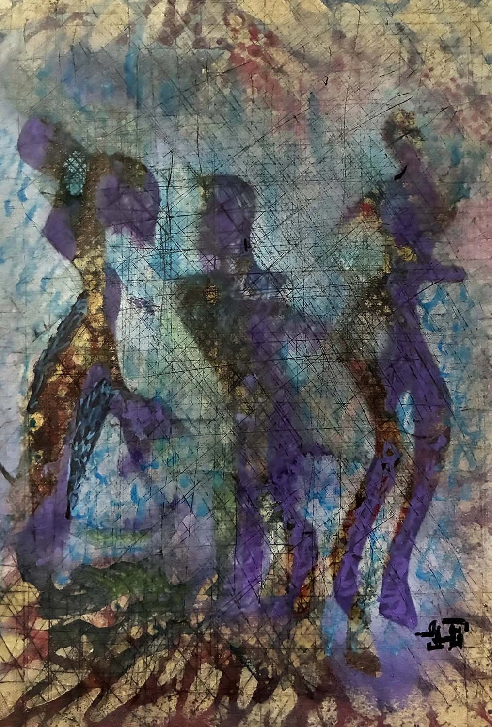  On the Floor  Mixed media on paper 8x11
