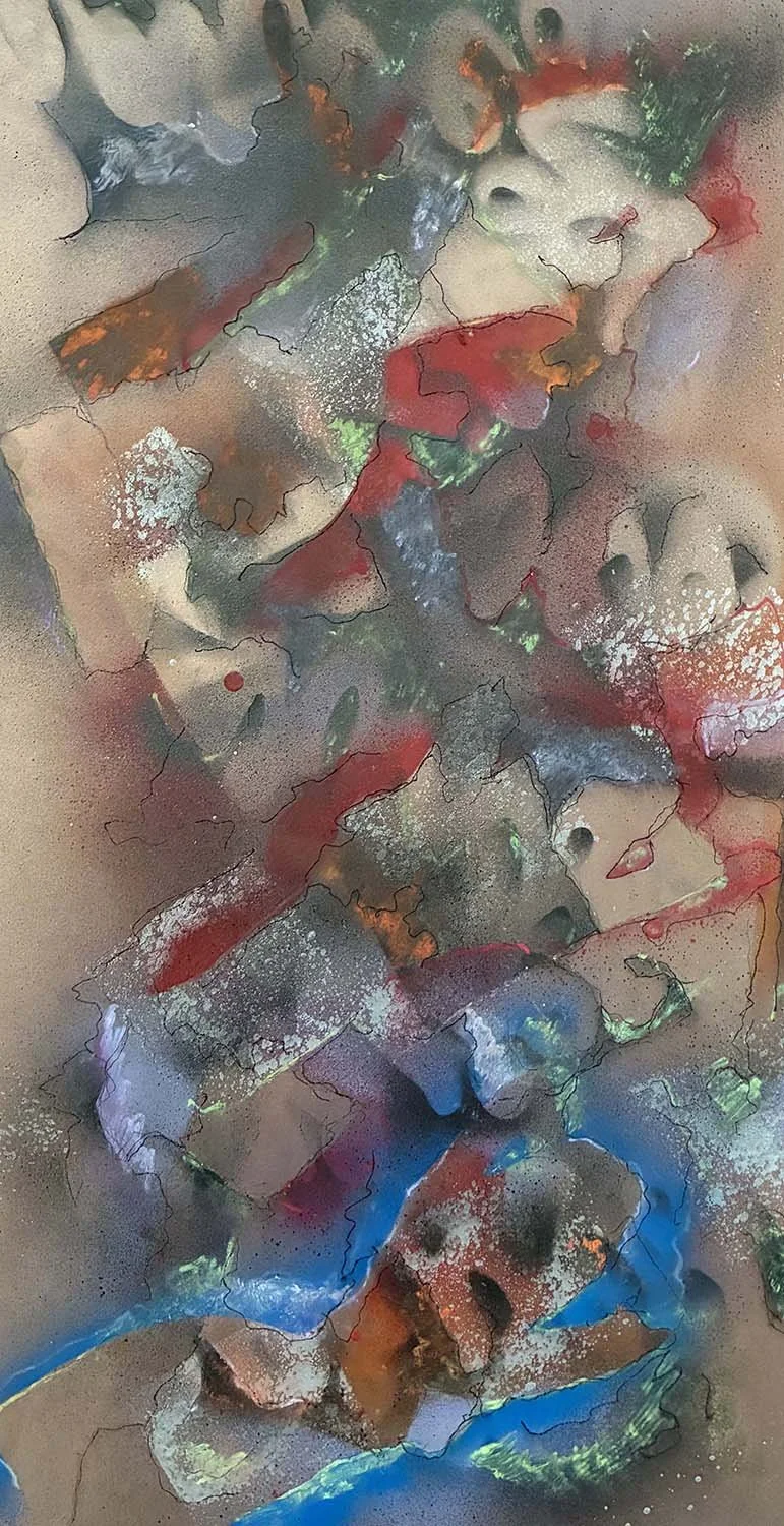  Spiraling Events  Acrylic enamel & oil on paper 12x20