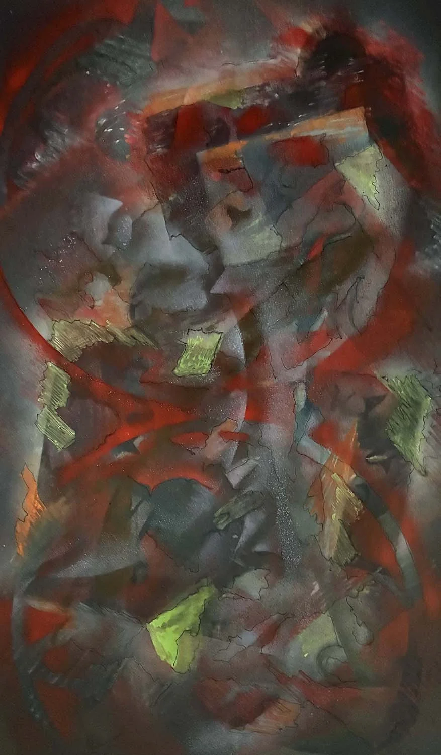  Confronting Angle  Acrylic enamel & oil on paper 20x32