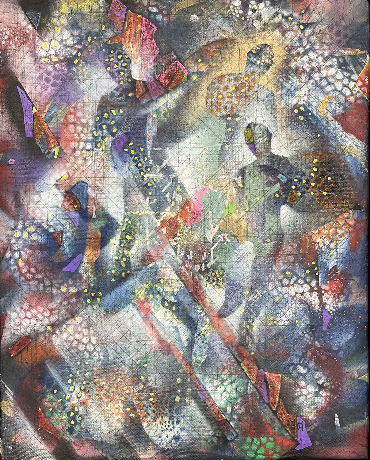 Mavericks at Work  Acrylic enamel and ink on canvas 16x20