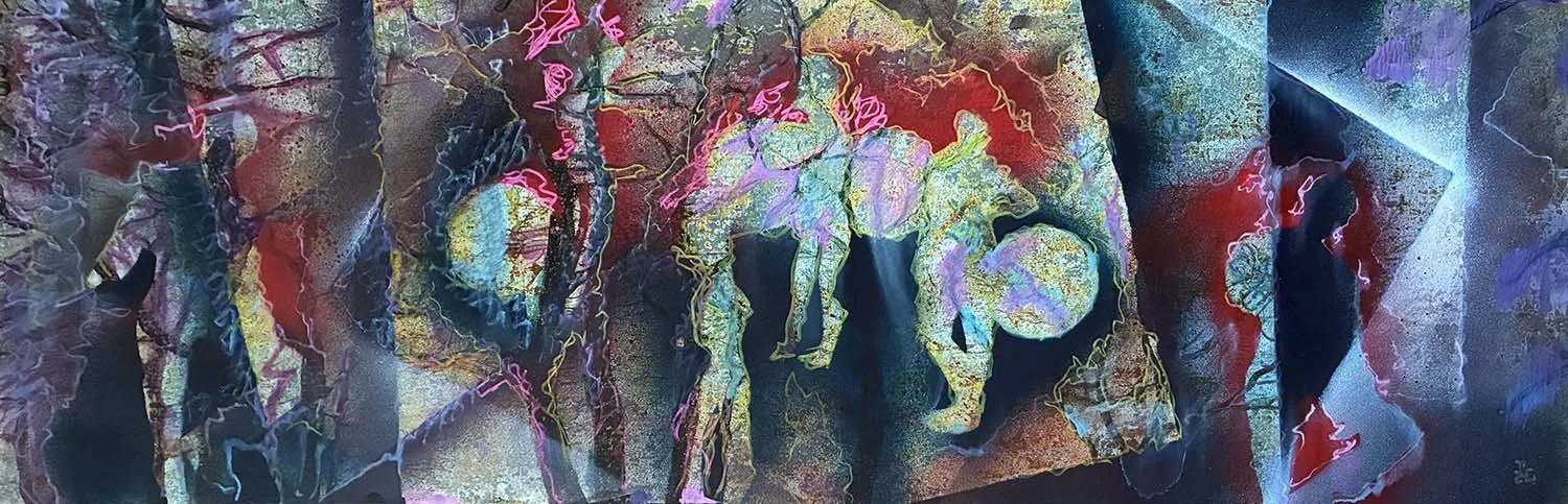  A History  Acrylic enamel and oil on canvas 12x36