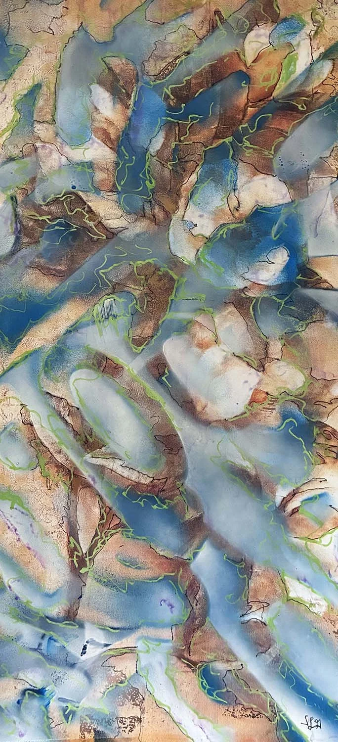  Space Folding  Mixed media on paper 12x32