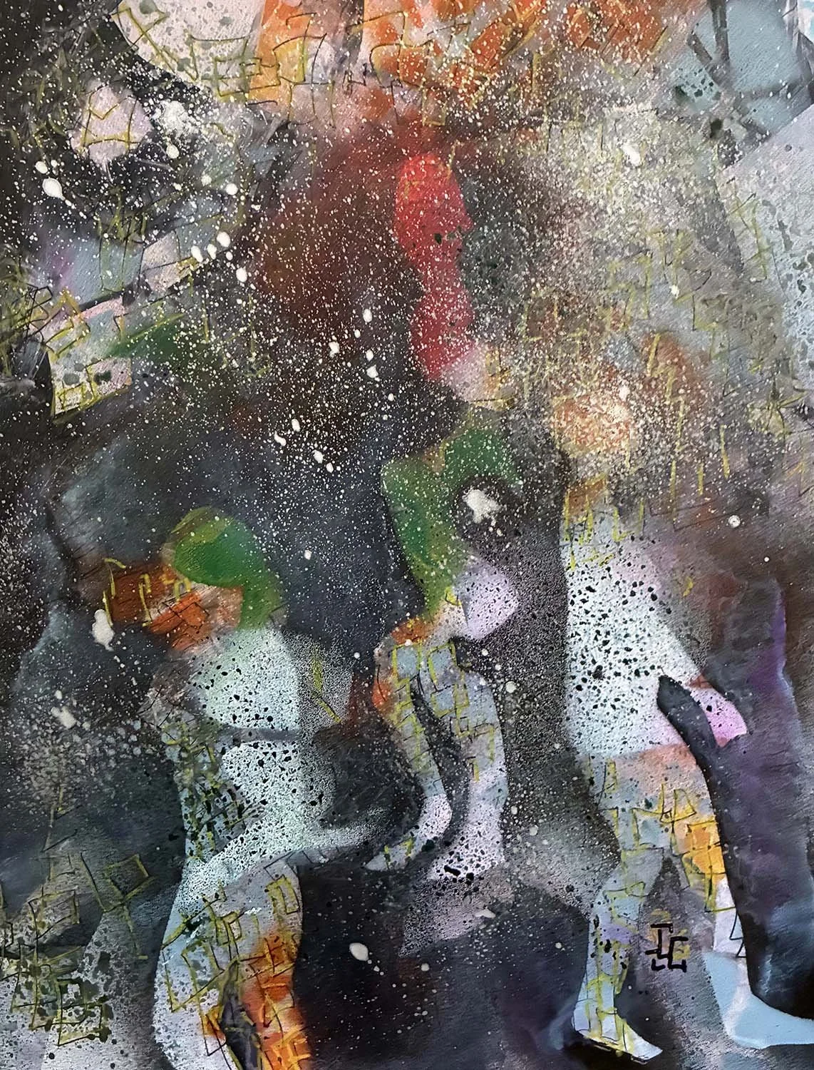  Higher Still  Acrylic enamel & ink on paper 11x16