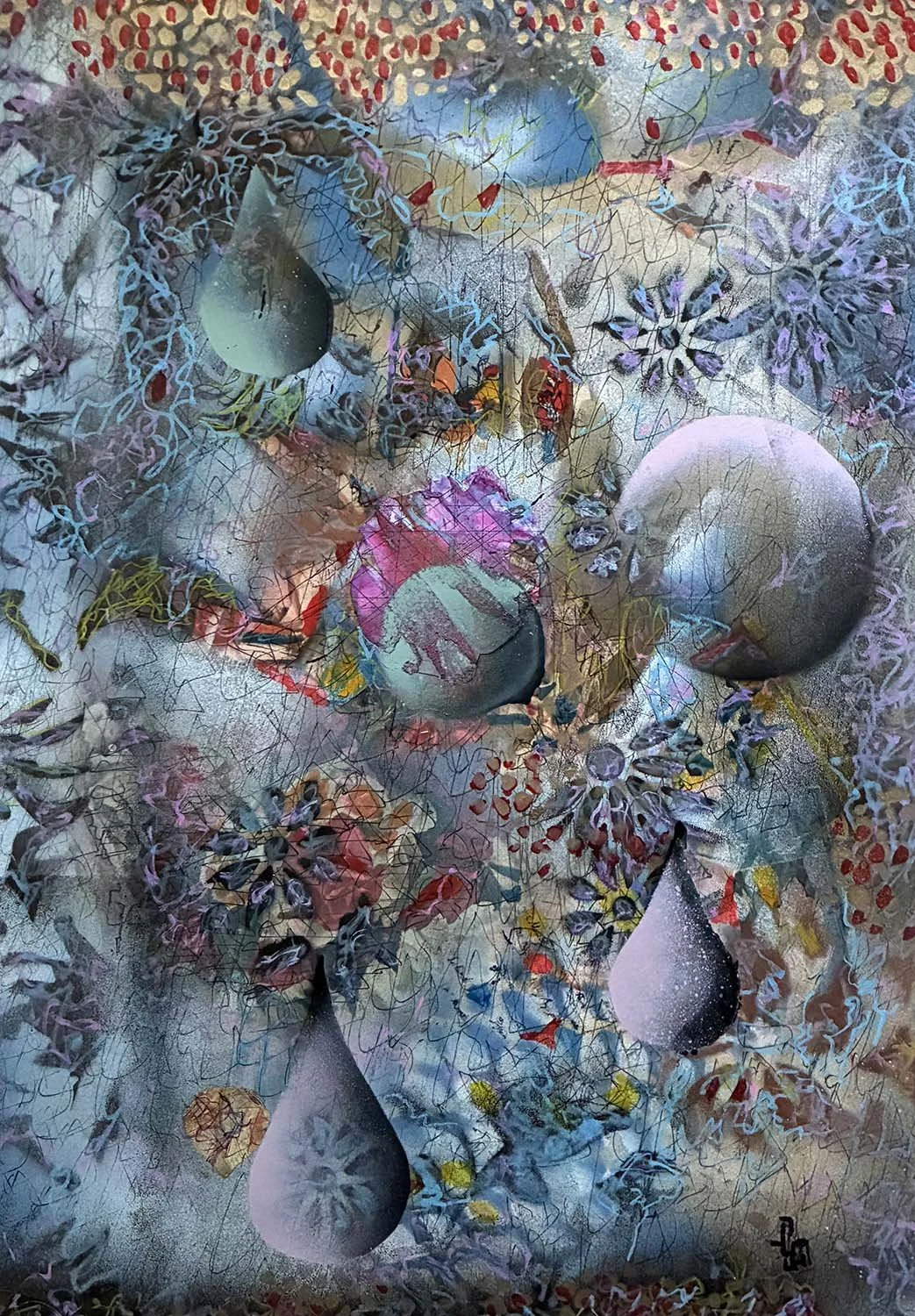  Botanical Spheres  Acrylic enamel & ink on paper 18x24