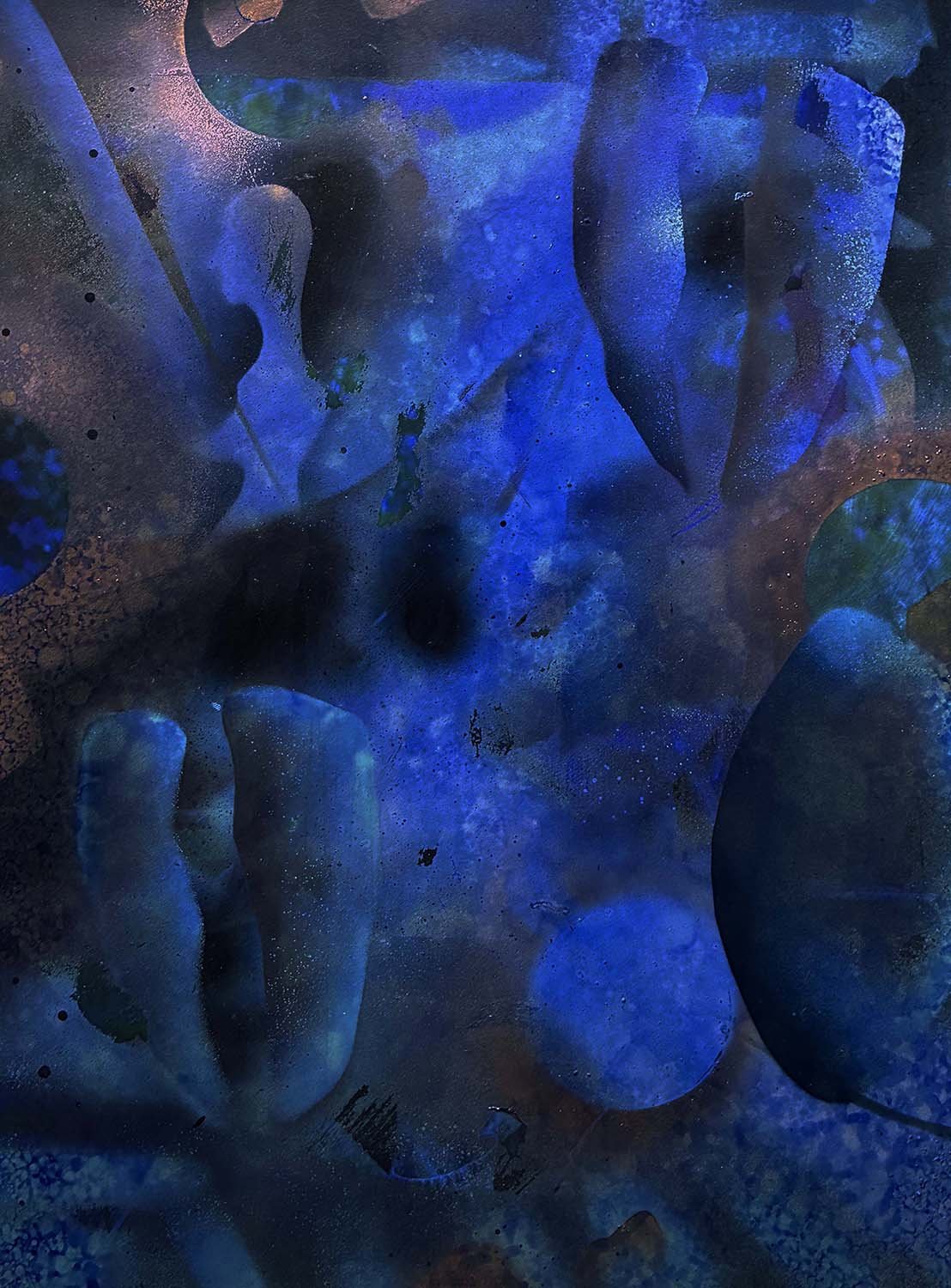  Blue Realm  Acrylic enamel & ink on paper 12x16