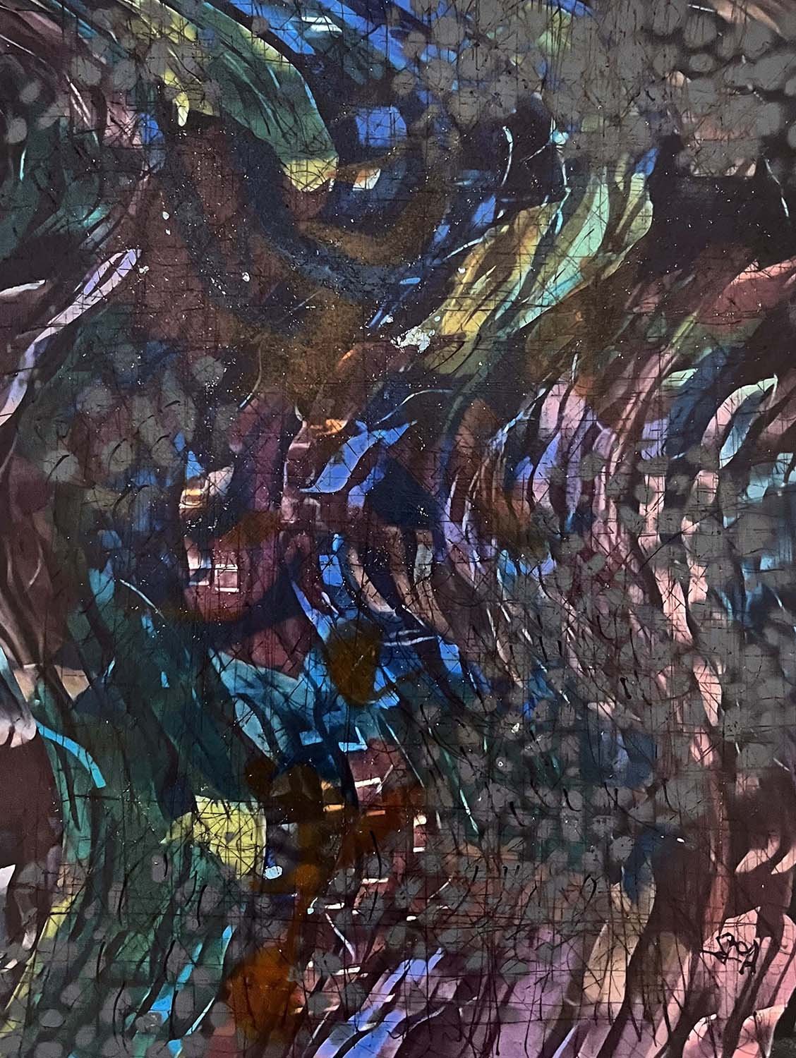 Curve Painted paper collage 11x14