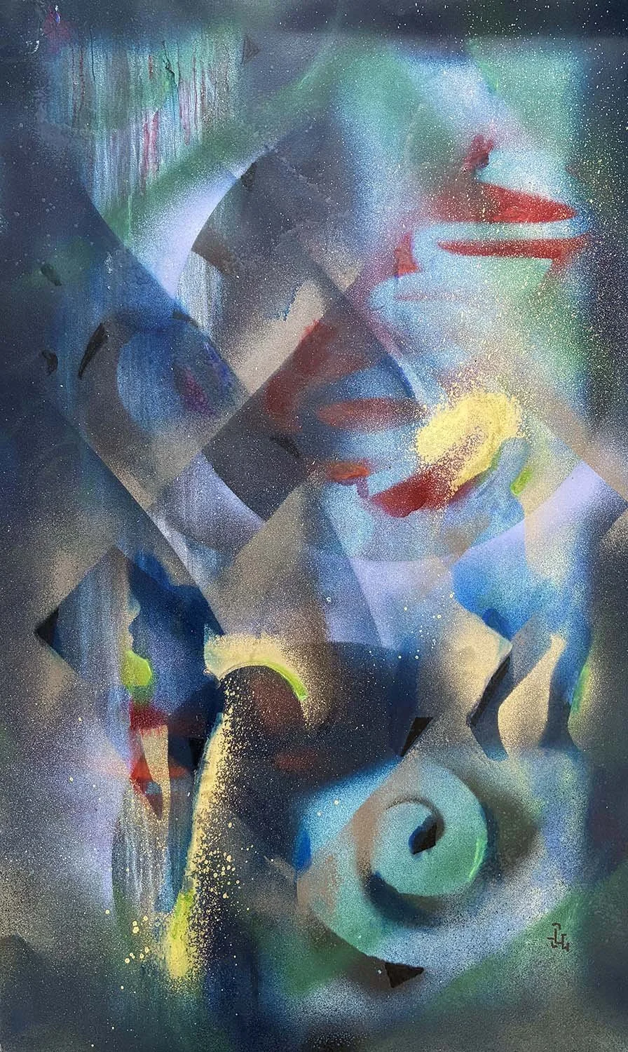  Drawn Apart  Acrylic enamel, ink & oil on paper 22x30