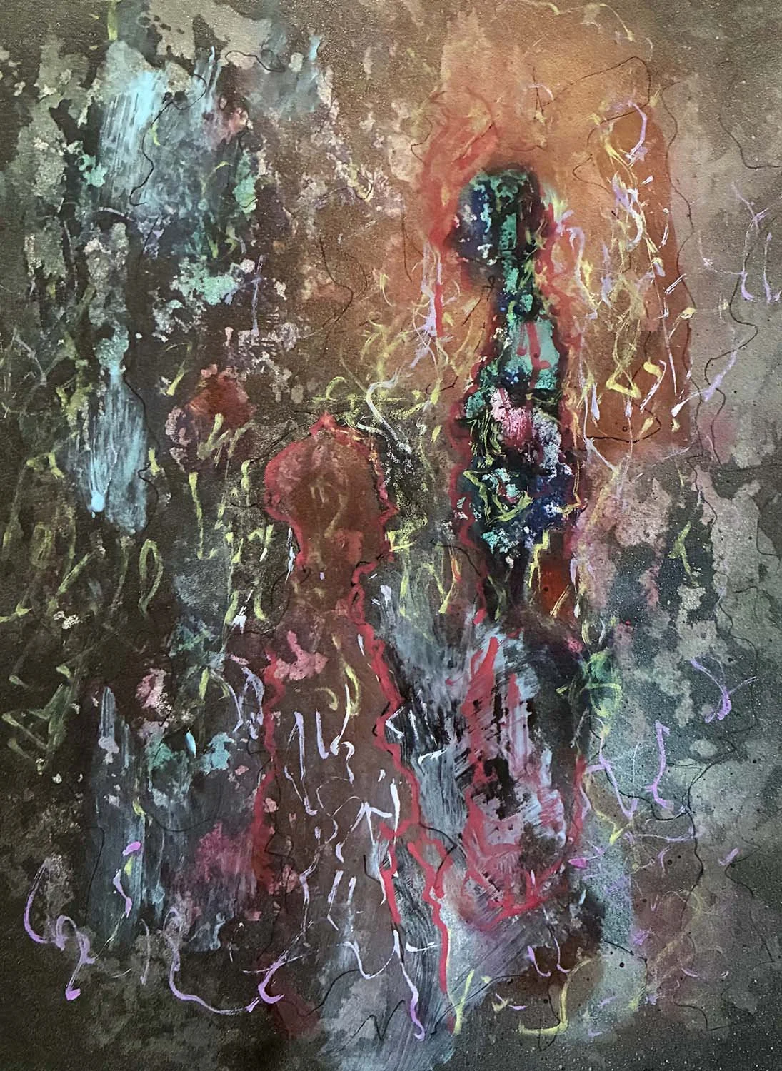  Standing  Acrylic enamel & ink on paper 8x11