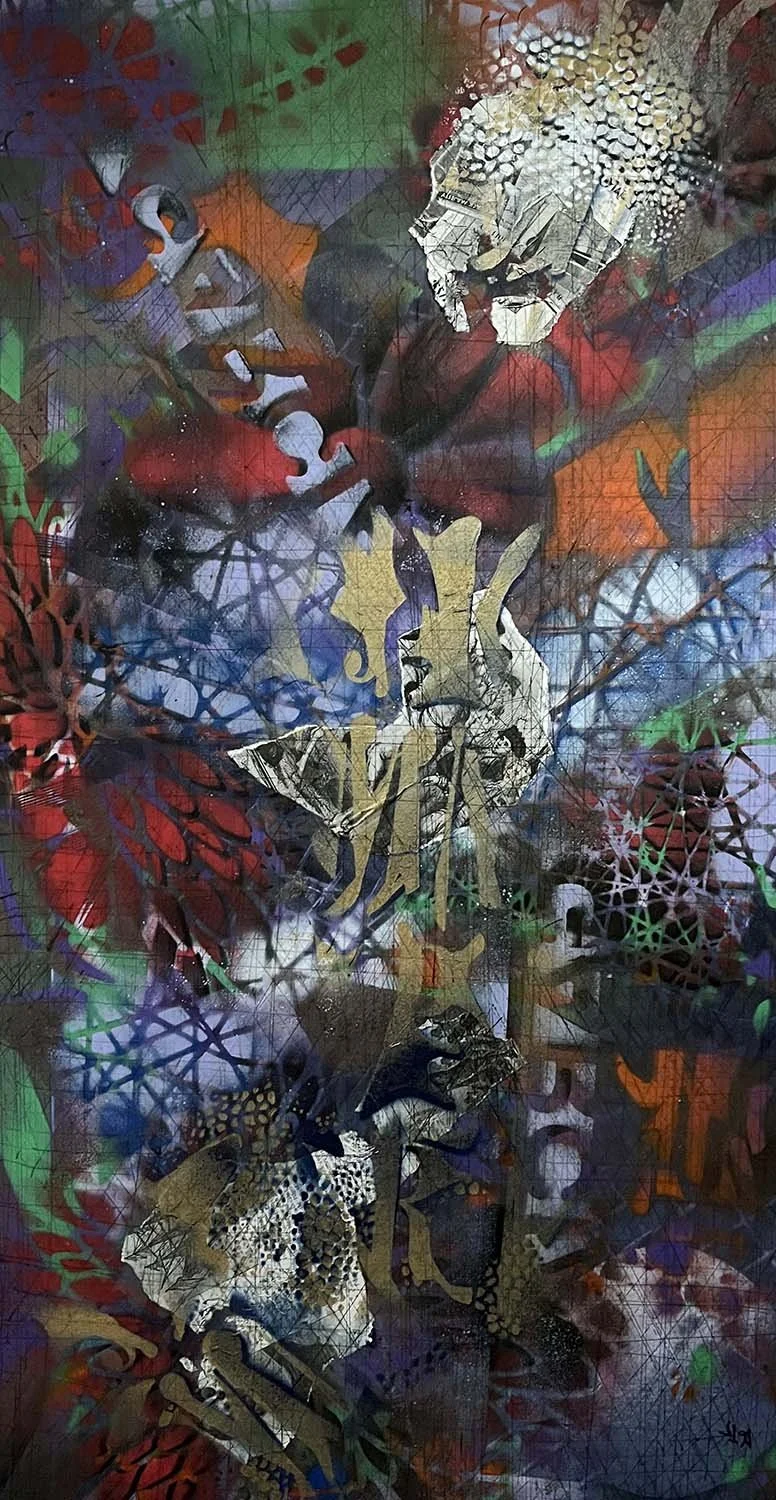 Artificial Beasts Painted collage 15x30