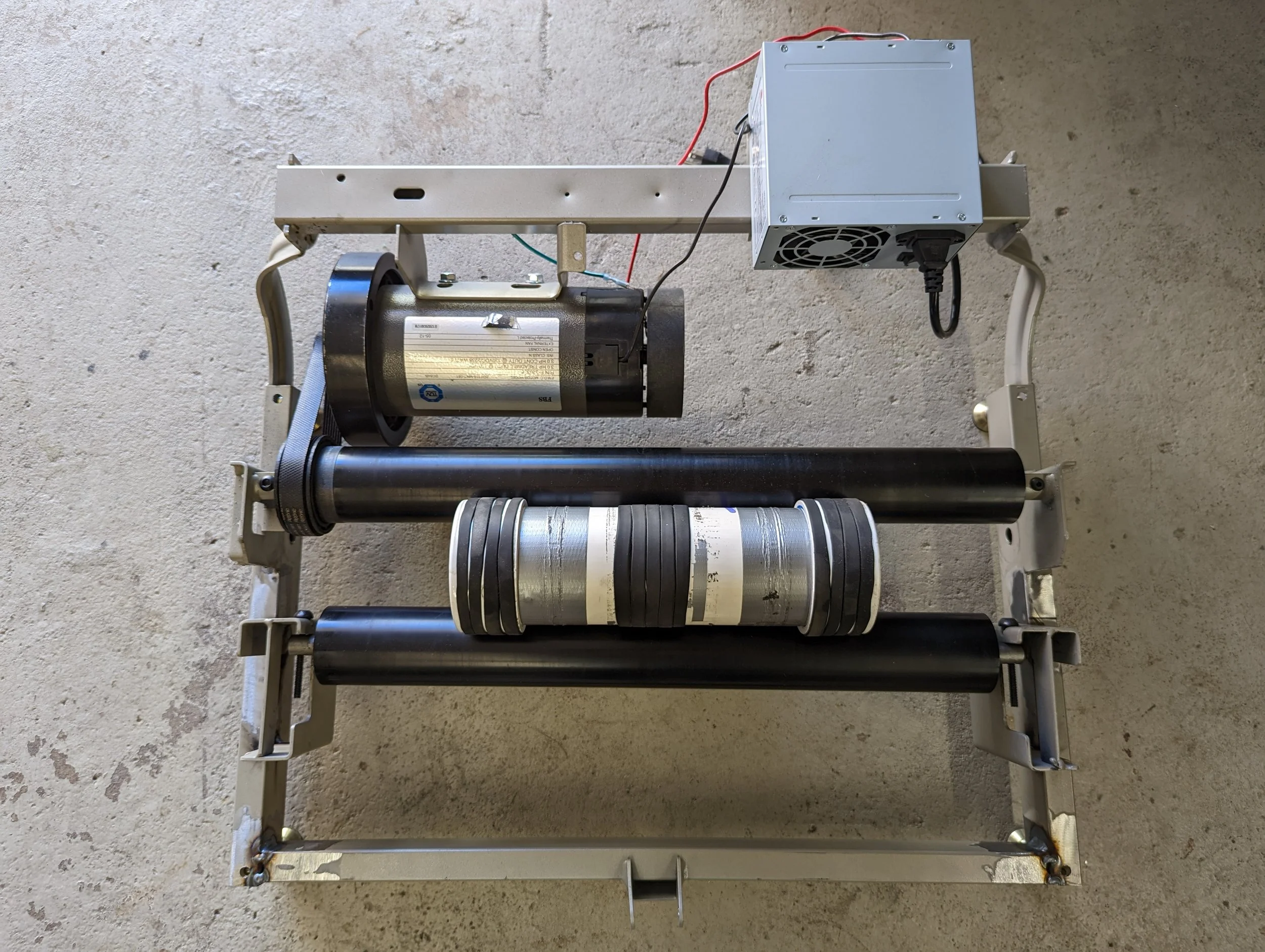 Completed electronic control assembly mounted beside the treadmill motor.
