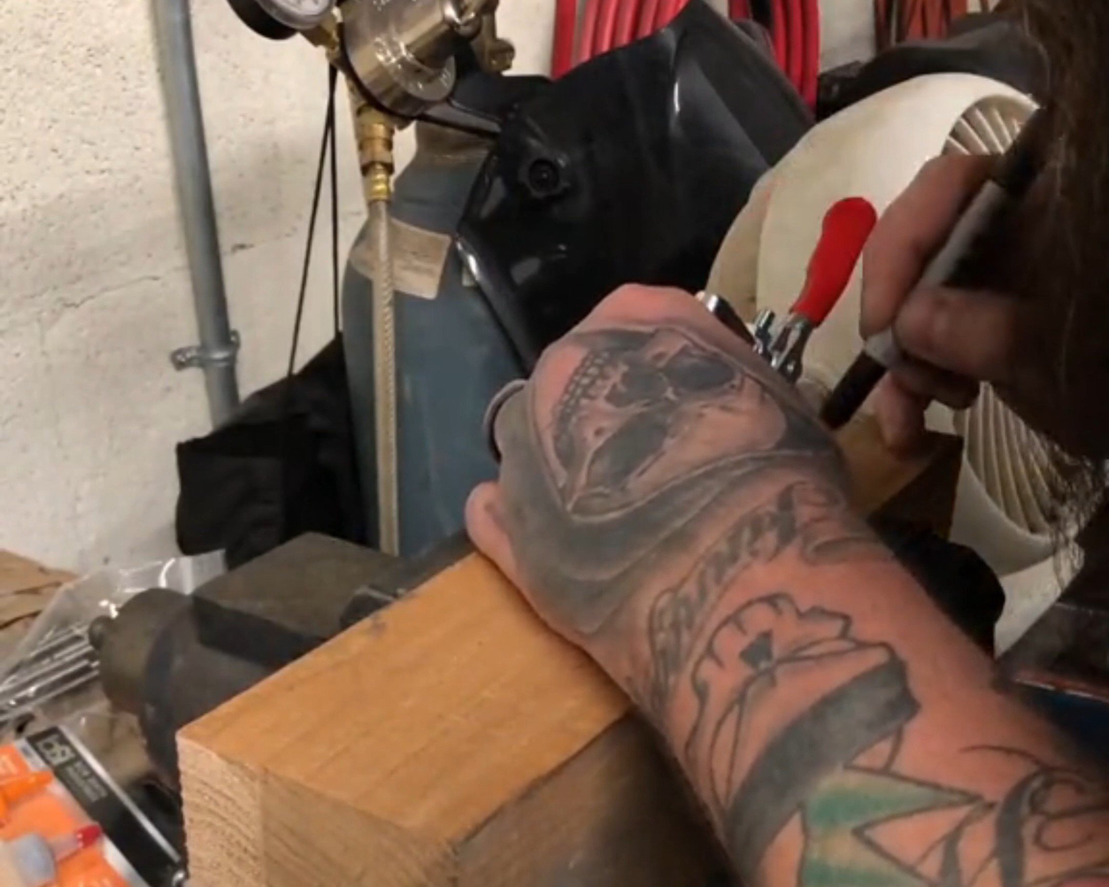 Marking mounting location for the toggle clamp to the scrap lumber