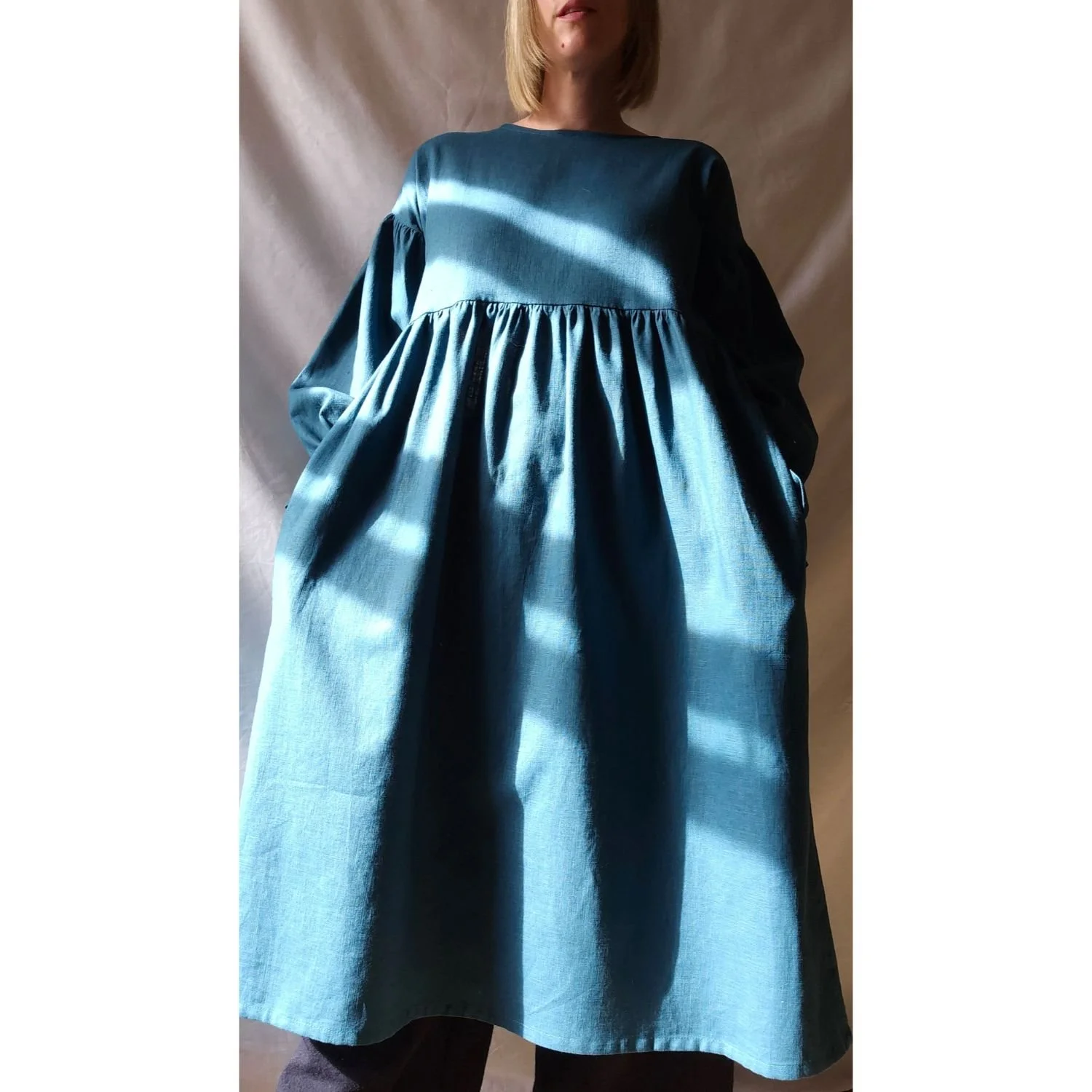 Nora Dress Petrol Blue Front Close.jpg