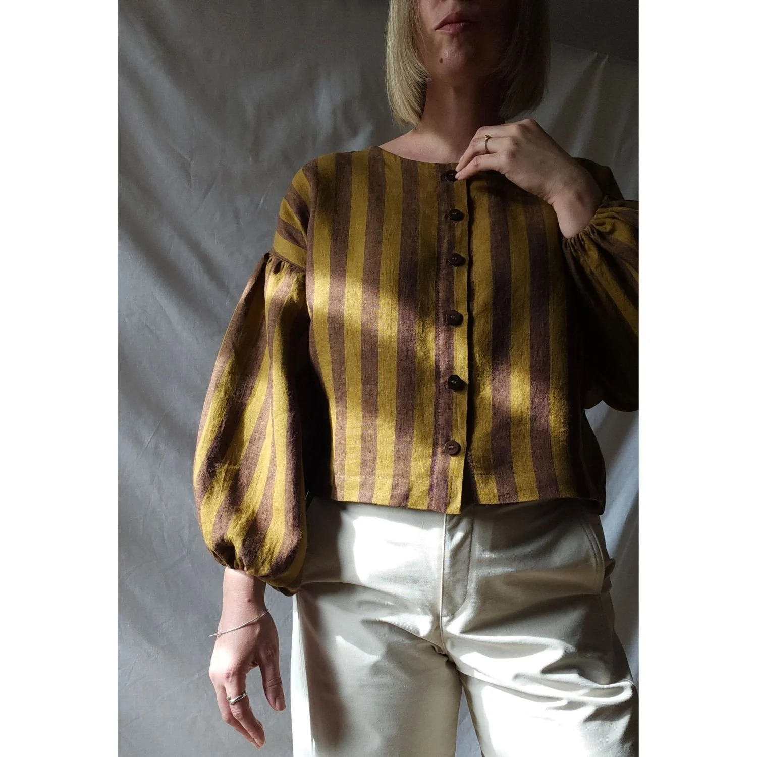 Bea Blouse in Harvest Stripe Front Close.jpg