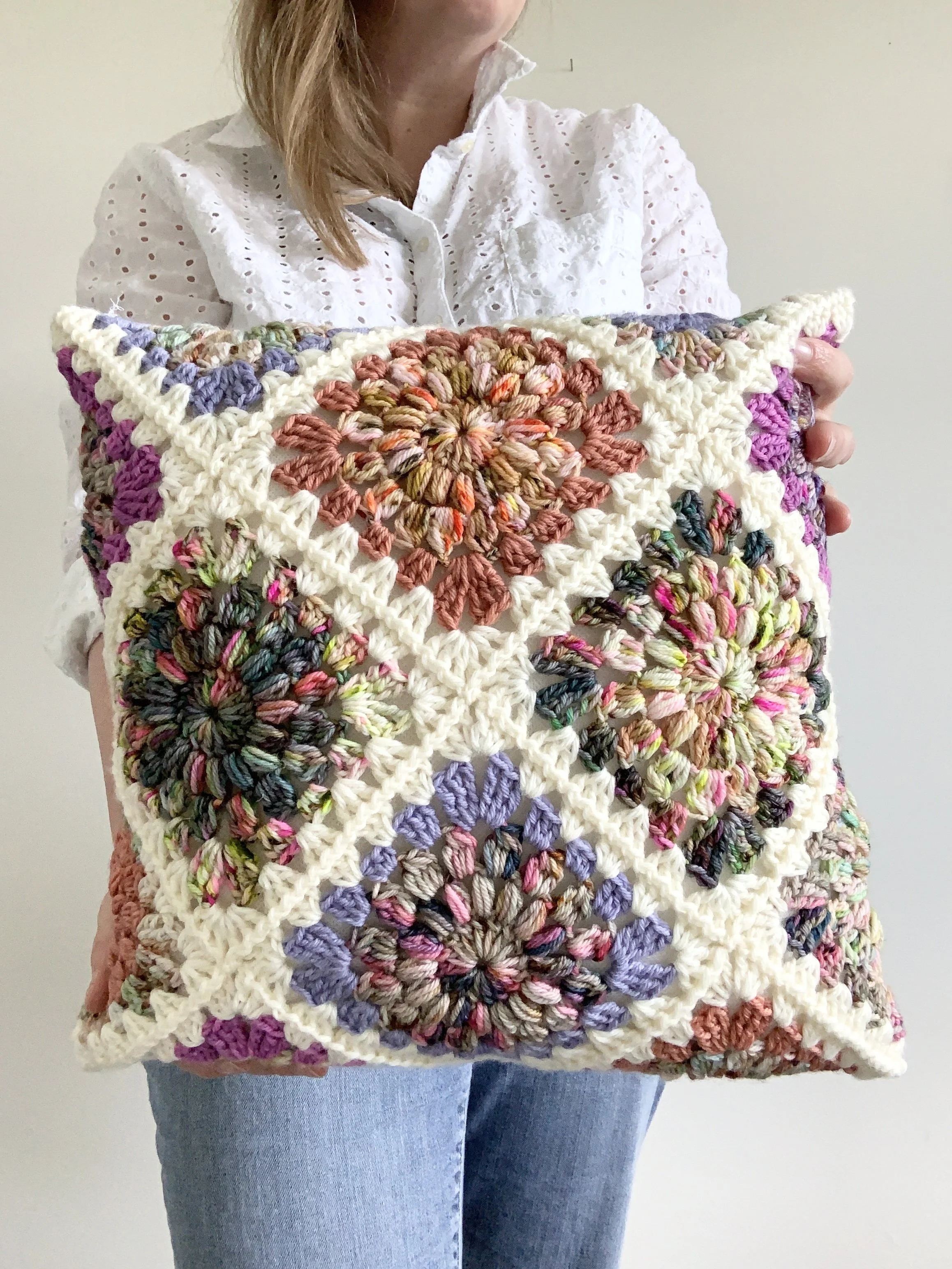 Hygge Burst Granny Square Pillow Pattern x Wildflower Collection by Hue ...