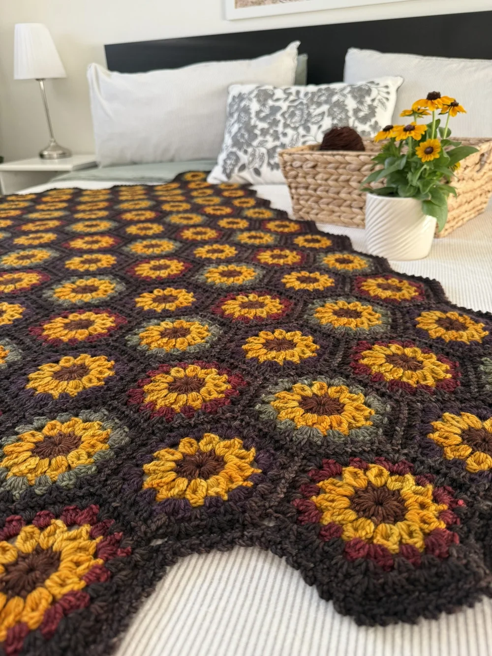 Autumn Sunflower Hexie Blanket Pattern x Spices Collection by The