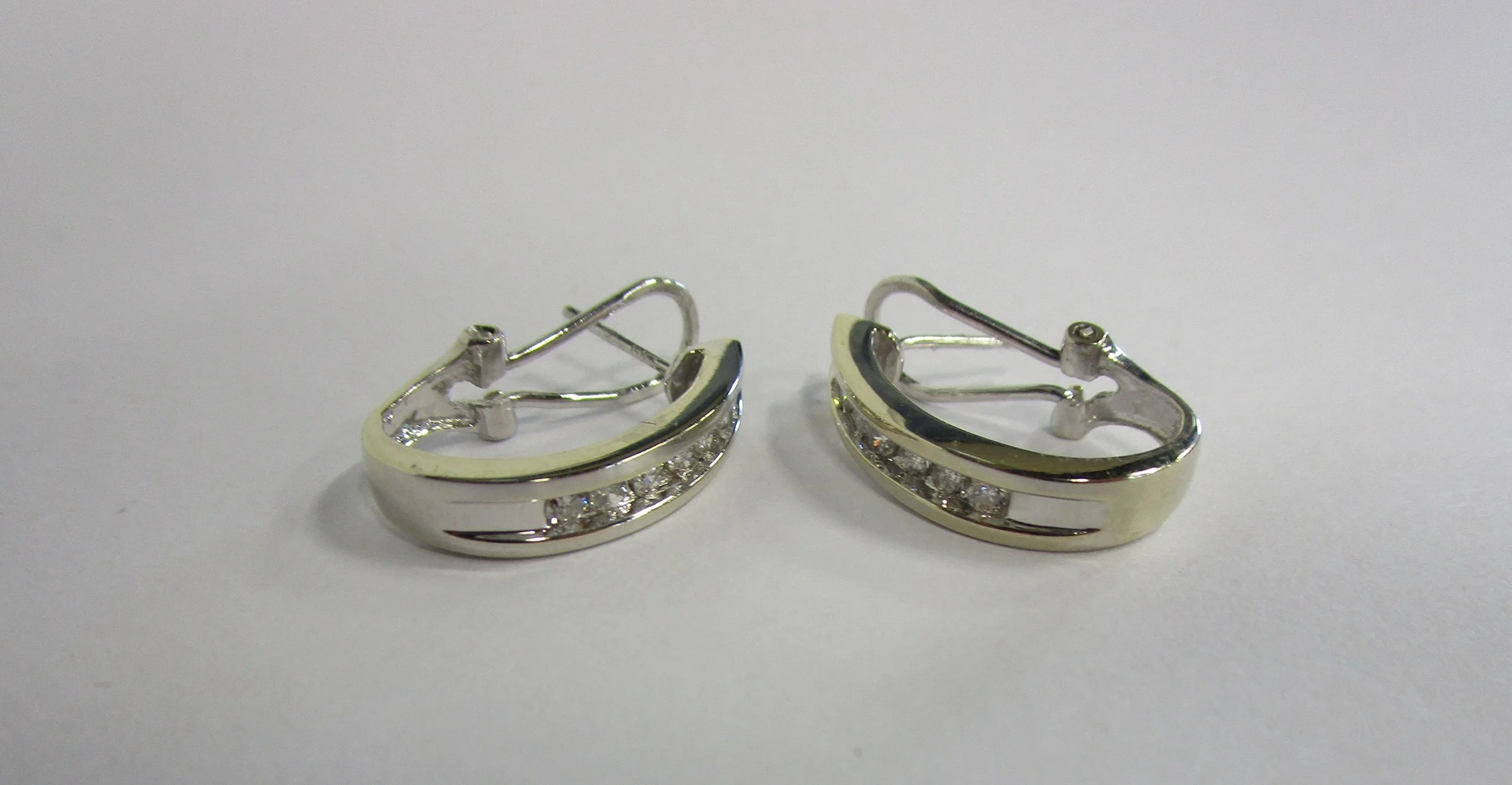 Earrings 14kt White Gold 4.8 GR .50 cttw Diamond Channel Set Earrings.