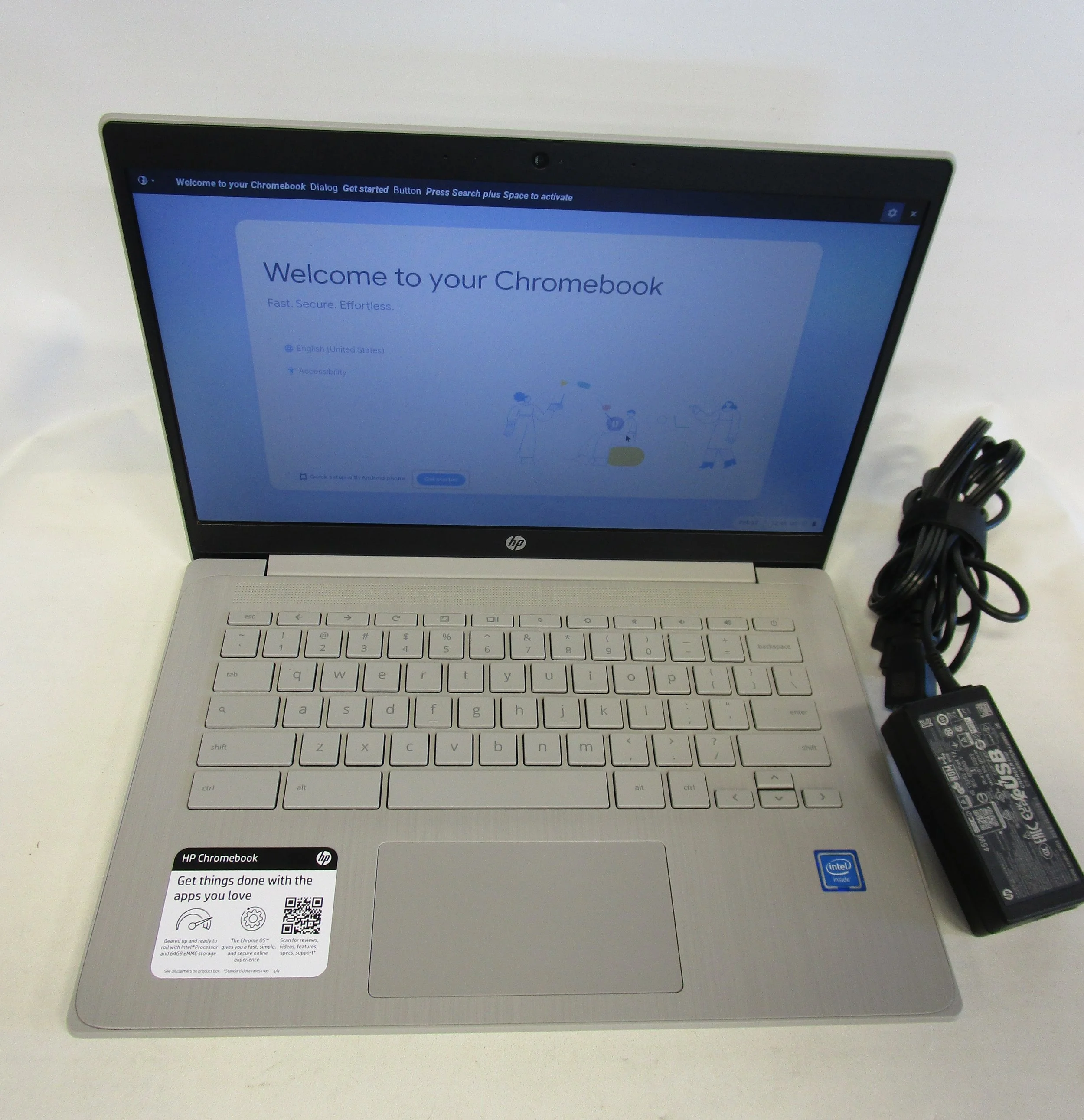 HP 14A-NE0013DX Celeron N4120 Laptop Chromebook.