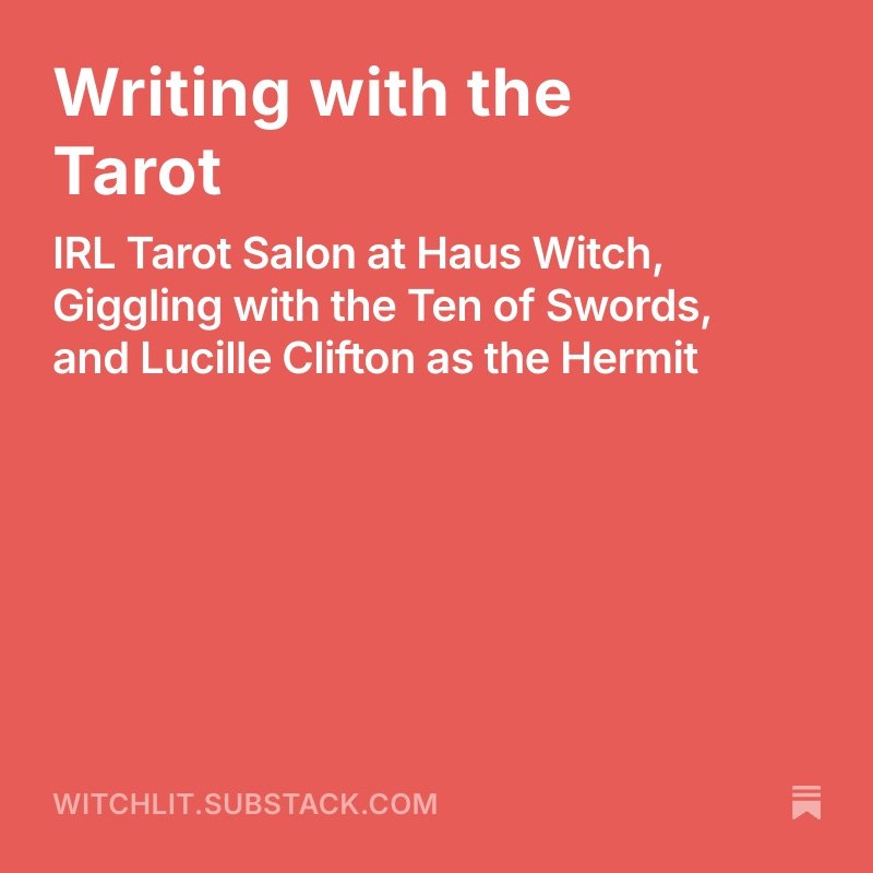 Thank you to Melissa at #hauswitchstore for a fantastic Tarot Salon!

You can read about it here:
#https://witchlit.substack.com/p/writing-with-the-tarot-2f3

Sign up for Writing with the Tarot:
#https://www.witchlit.us/shop/p/writing-with-tarot 🔮✍?