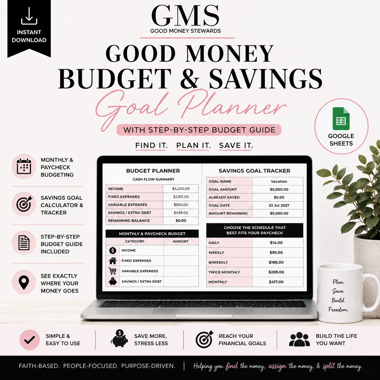 Good Money Budget & Savings Goal Planner