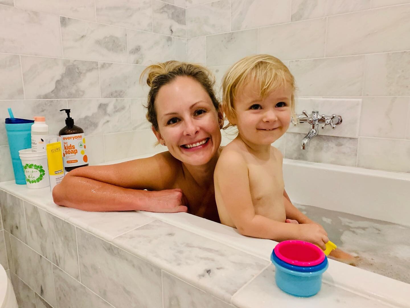 Had a bit of a come to Jesus moment last night while taking a bath with this little one. It was about 7:30pm and Caroline and I were in the bath playing with her mermaid and unicorn while Cam was  a few feet away, putting the final touches on the wal