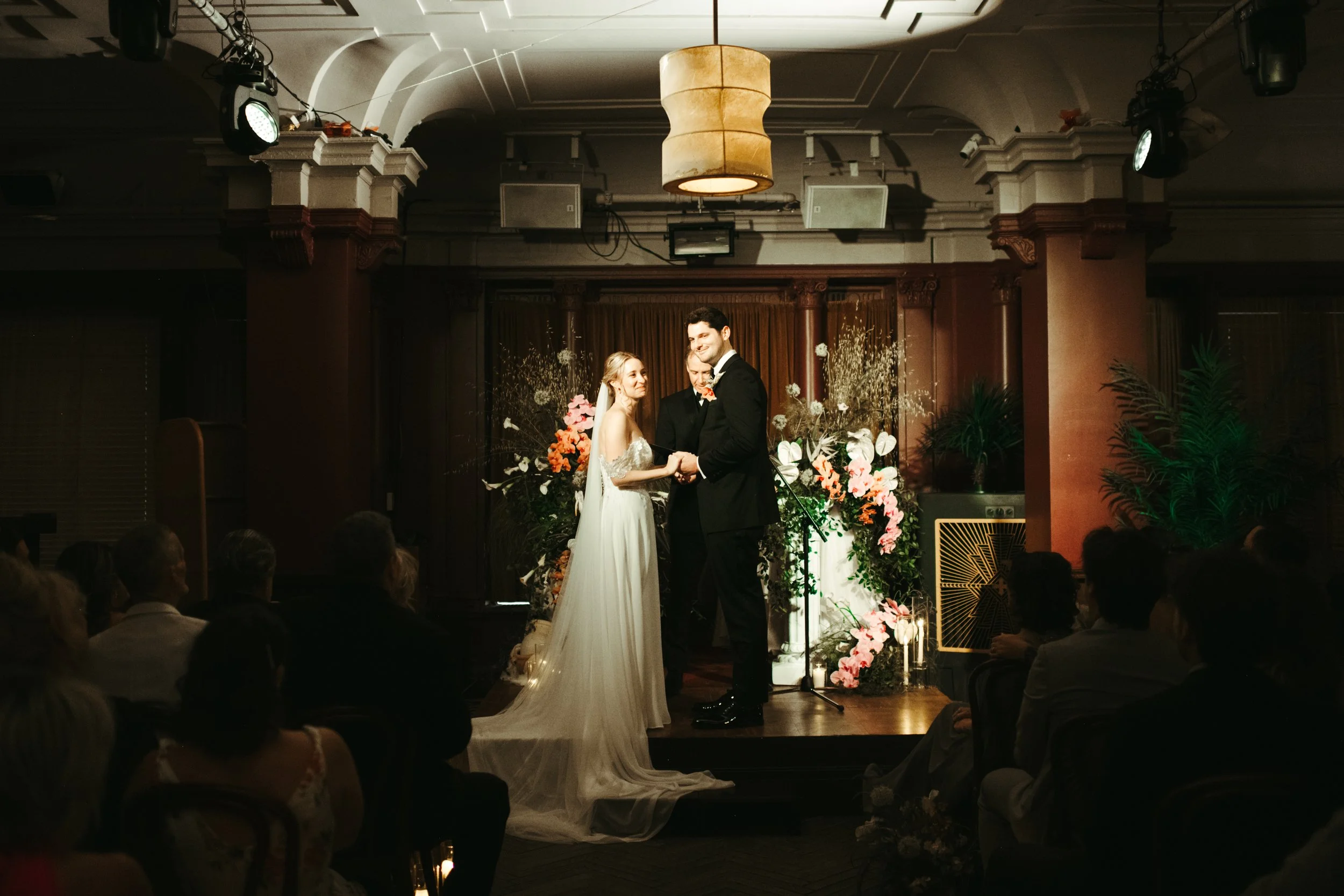 A couples wedding ceremony at Freehand Hotel Georgia Room Gramercy