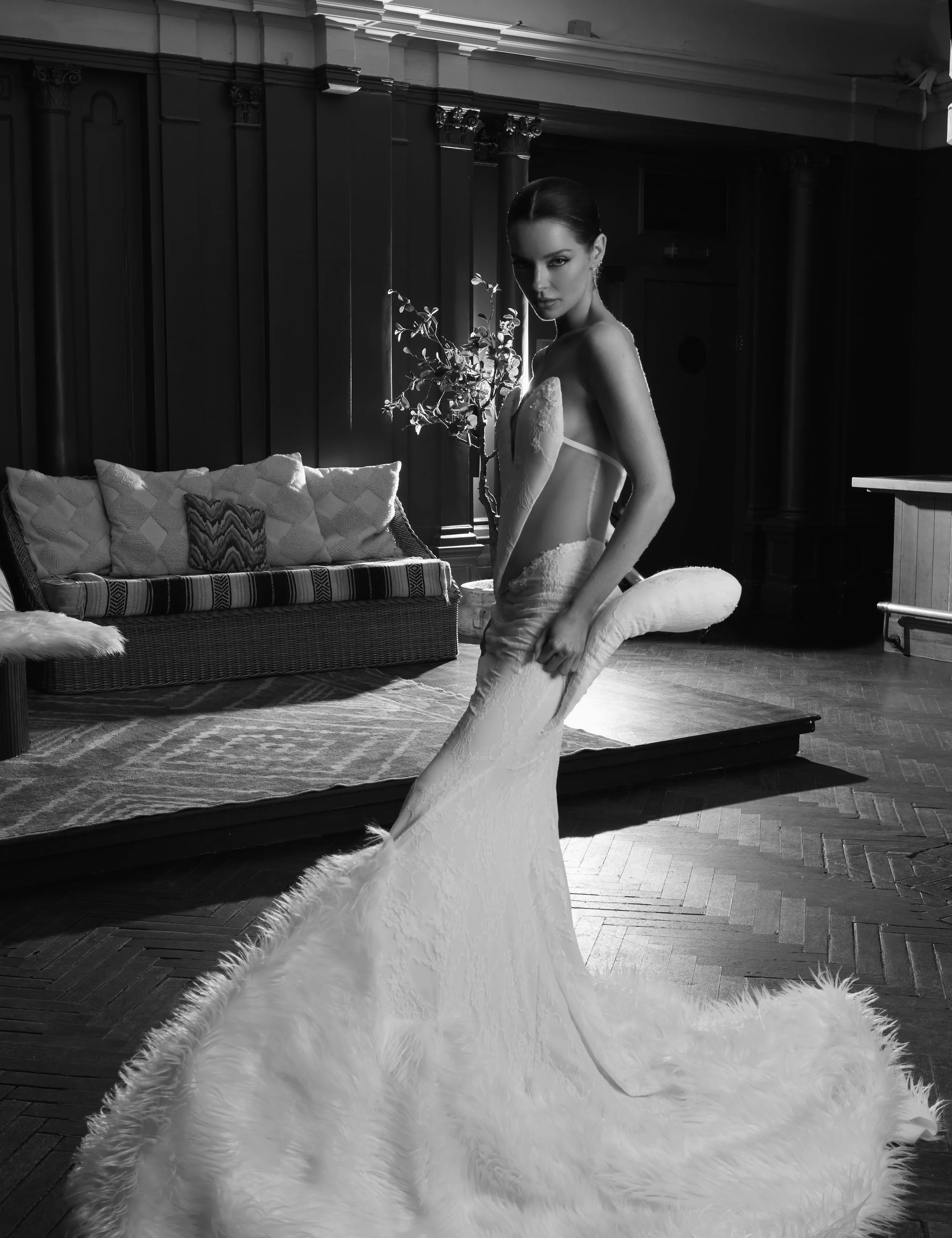 Maura Higgins photographed at the Georgia Room venue in an editorial-style shoot for Fashion Numero Magazine
