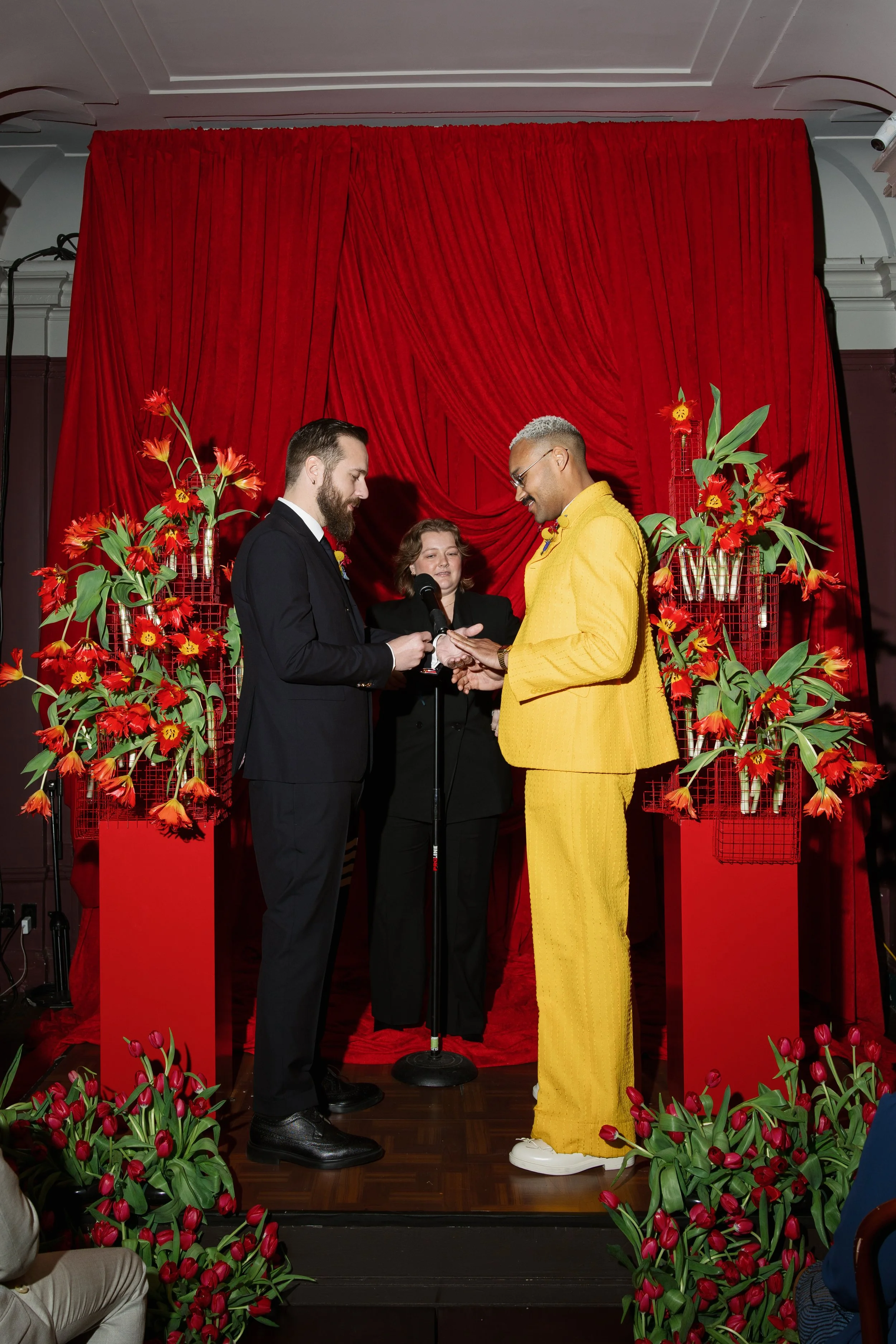 A couples wedding ceremony at Freehand Hotel Georgia Room Gramercy