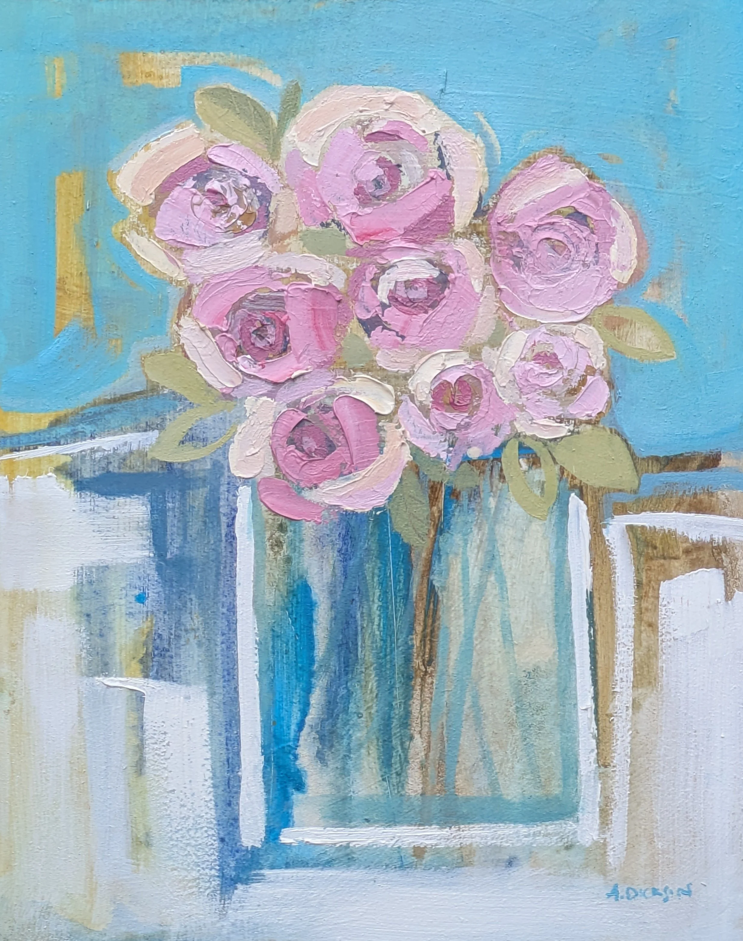 Pink and Cream Roses
20 x 25cm
(oil on board)