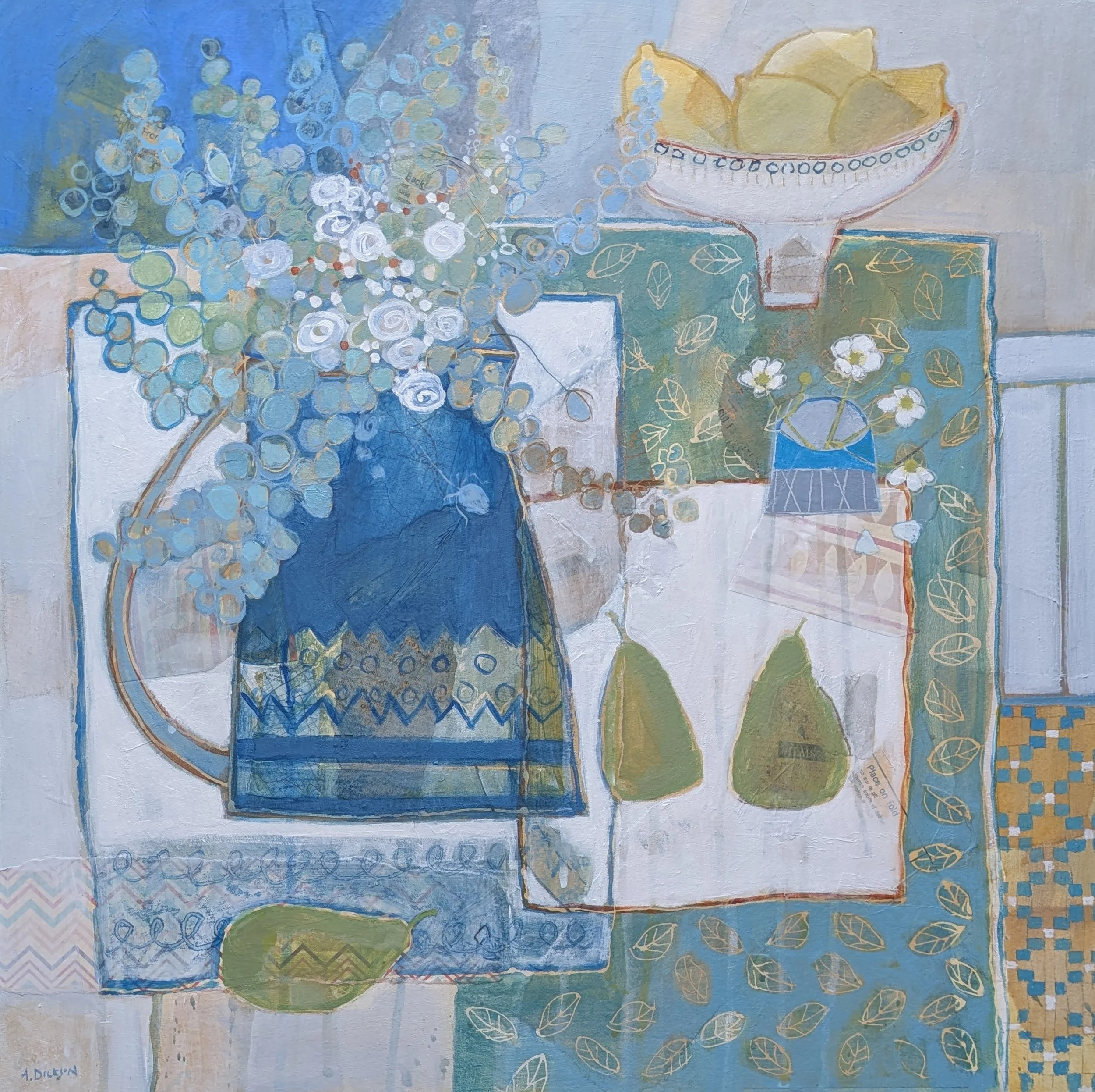 Pears and Eucalyptus
60 x 60cm
(acrylic on board)