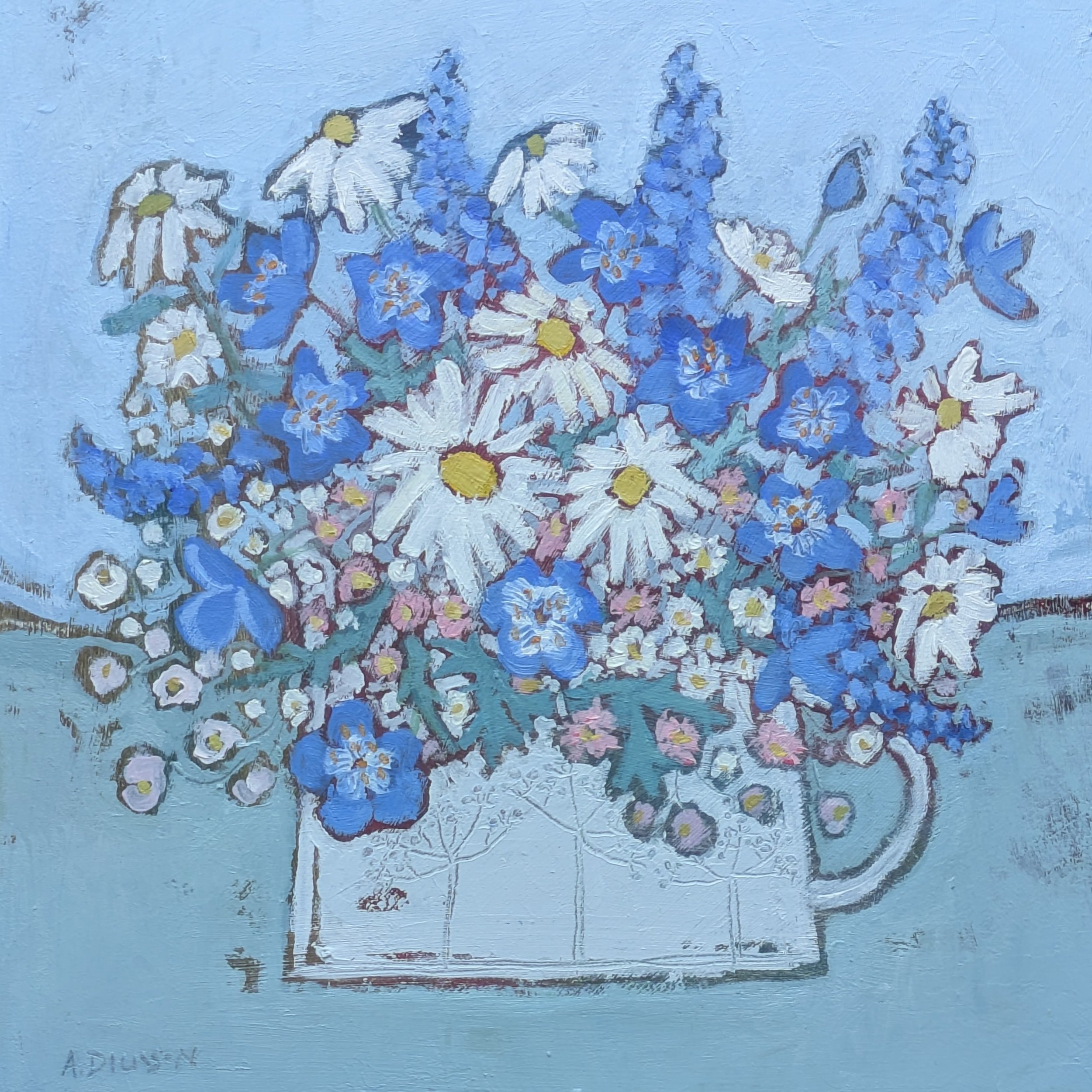 Daisies, Salvia and Erigeron
25 x 25cm
(oil on board)