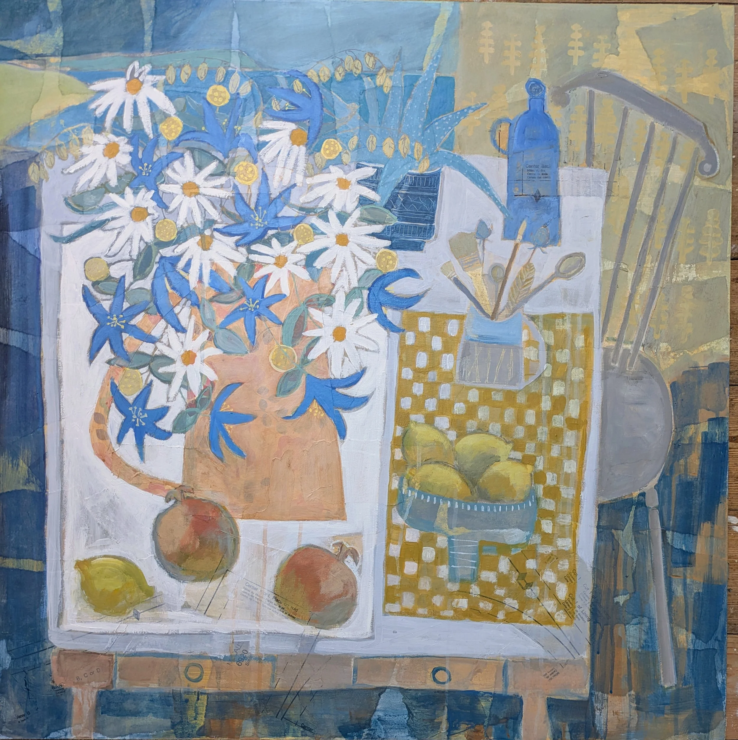 Coastal Clematis and Daisies
80 x 80cm
(acrylic on board)