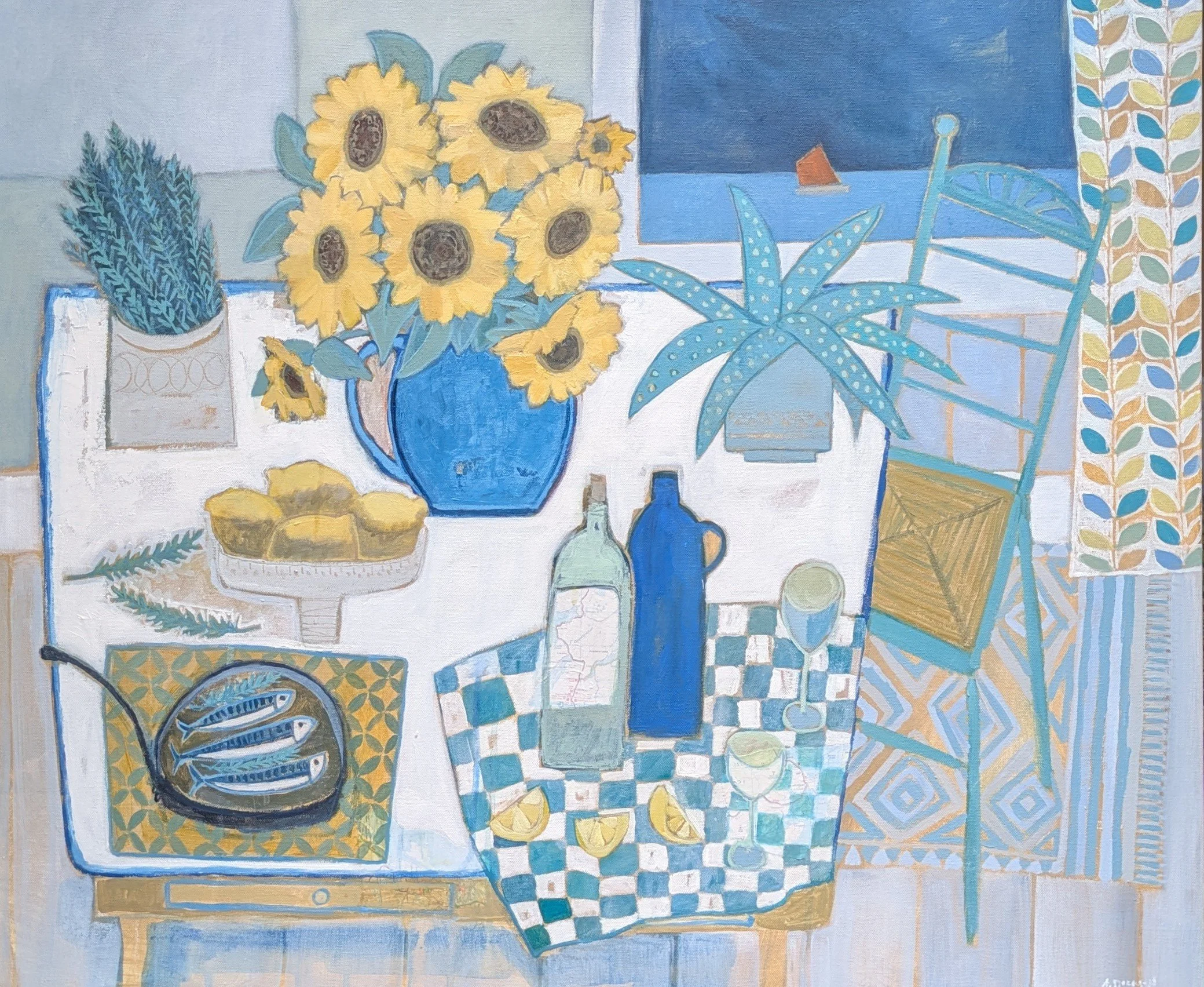Sunflowers and Mackerel
90 x 75cm
(acrylic on canvas)