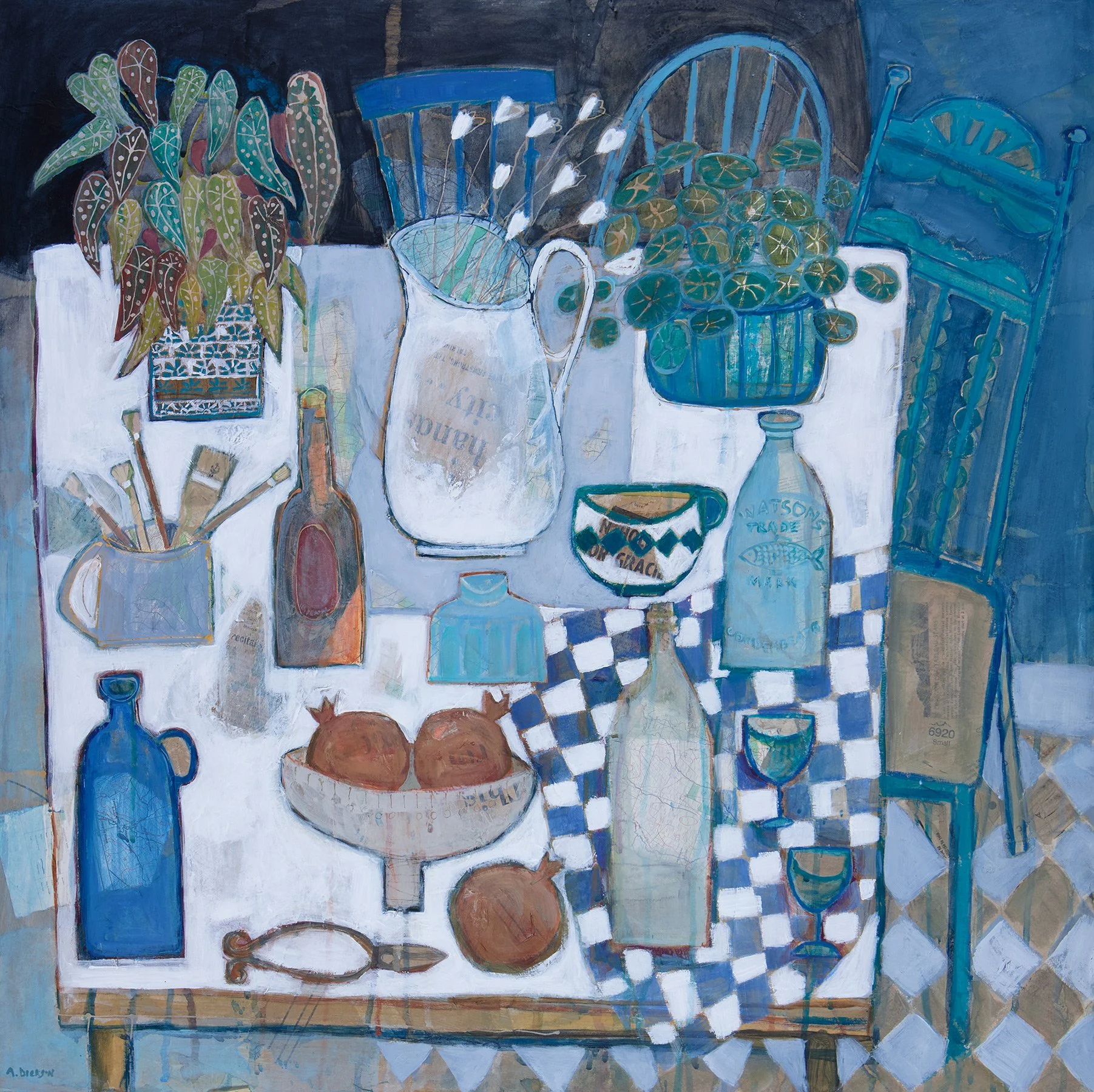Still Life Gathering 80 x80cm (acrylic on collaged board).jpg