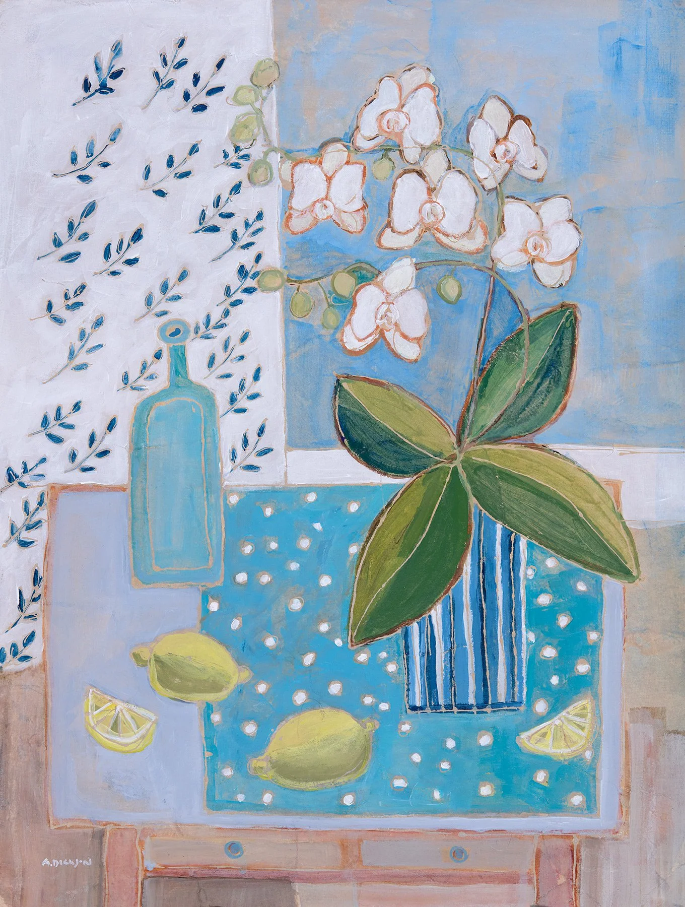 Orchids and Lemons
38 x 52cm
(acrylic on collaged paper)