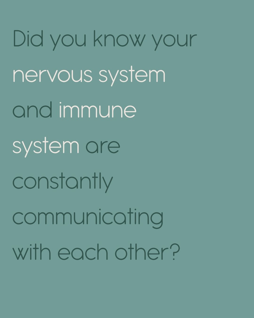 🧠✨ Did you know your nervous system and immune system are constantly communicating with each other?

Your brain and body are always working behind the scenes to help you heal, adapt, recover, and respond to the world around you. ⚡🛡️

But here&rsquo