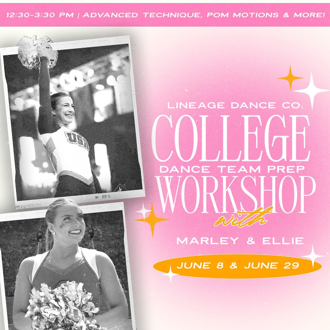 Our College Prep Workshops are right around the corner! This is the perfect opportunity to work on Pom &amp; technical elements to help prepare for college clinics! This workshop offers a small class size allowing for individualized attention and gro