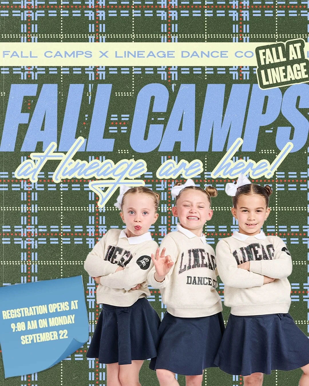 🍂✨ Fall Fun is Coming to Lineage! ✨🍂

We&rsquo;re so excited to bring spooky, sparkly, and sassy camps to the studio this October! 🎃💃

👻 Ghosts &amp; Groove: A Thrilling Good Time
📅 Friday, 10/24 | ⏰ 5:30&ndash;7:30 PM
👯 Ages 6&ndash;8 &amp; 9